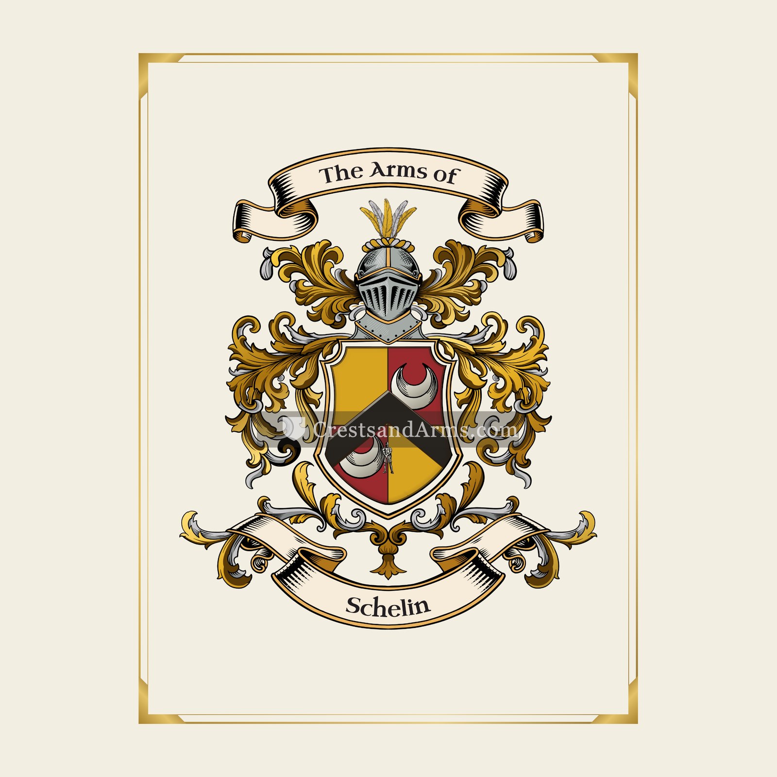With gold border