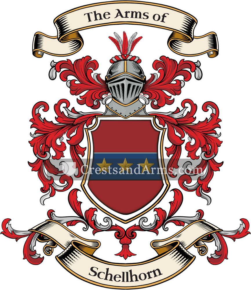 The Schellhorn coat of arms, drawn from the recorded blazon