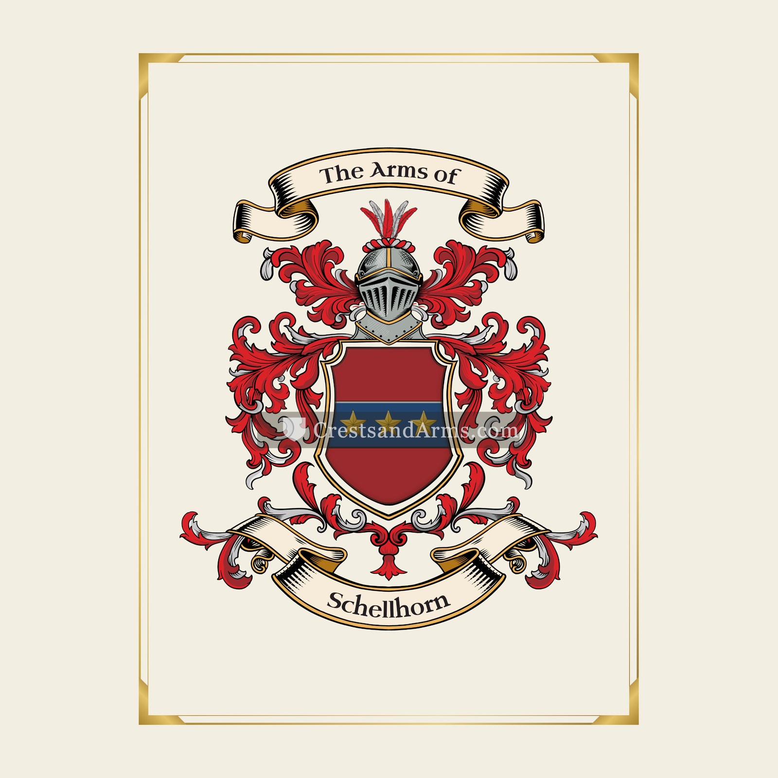 With gold border