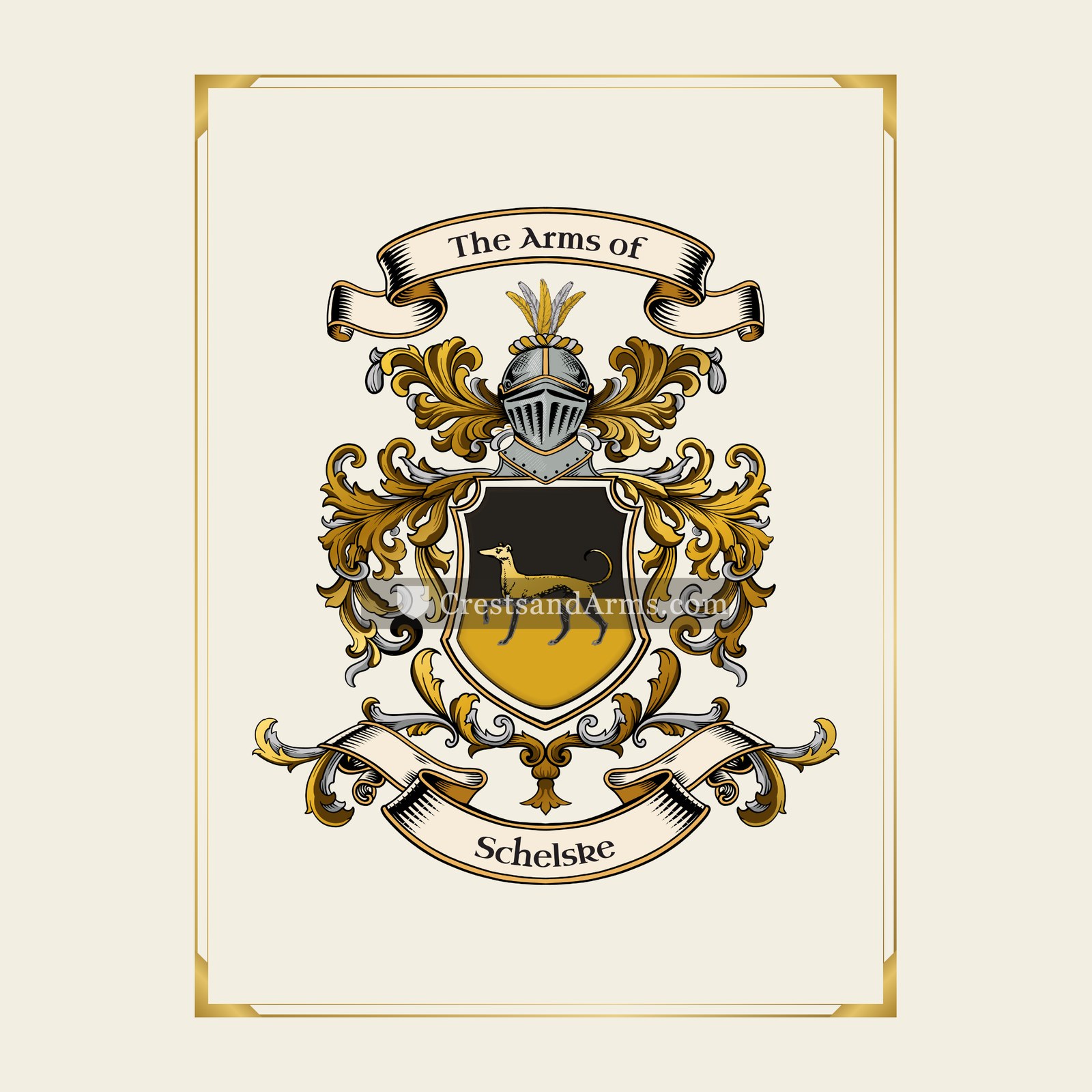 With gold border