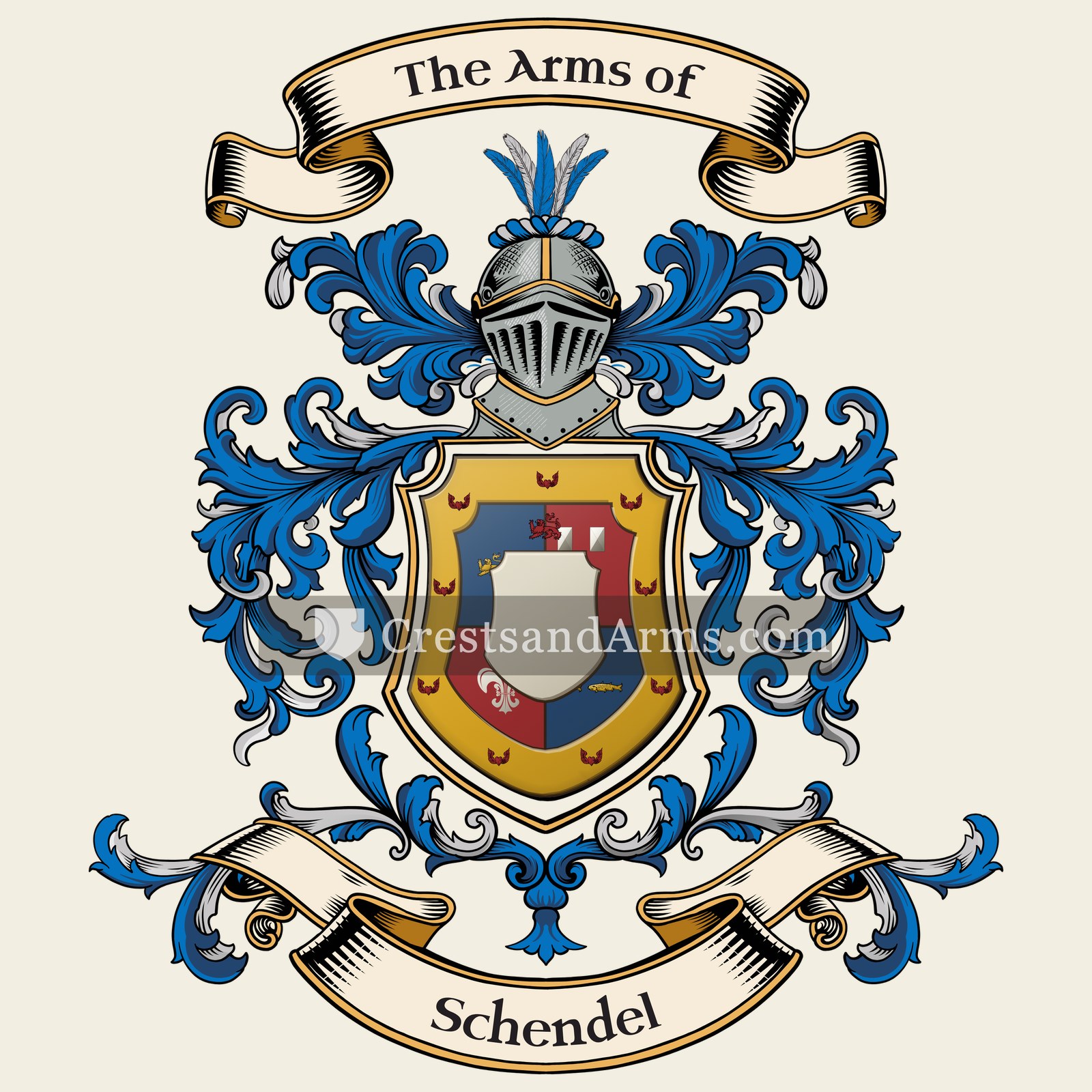 The Schendel coat of arms, drawn from the recorded blazon