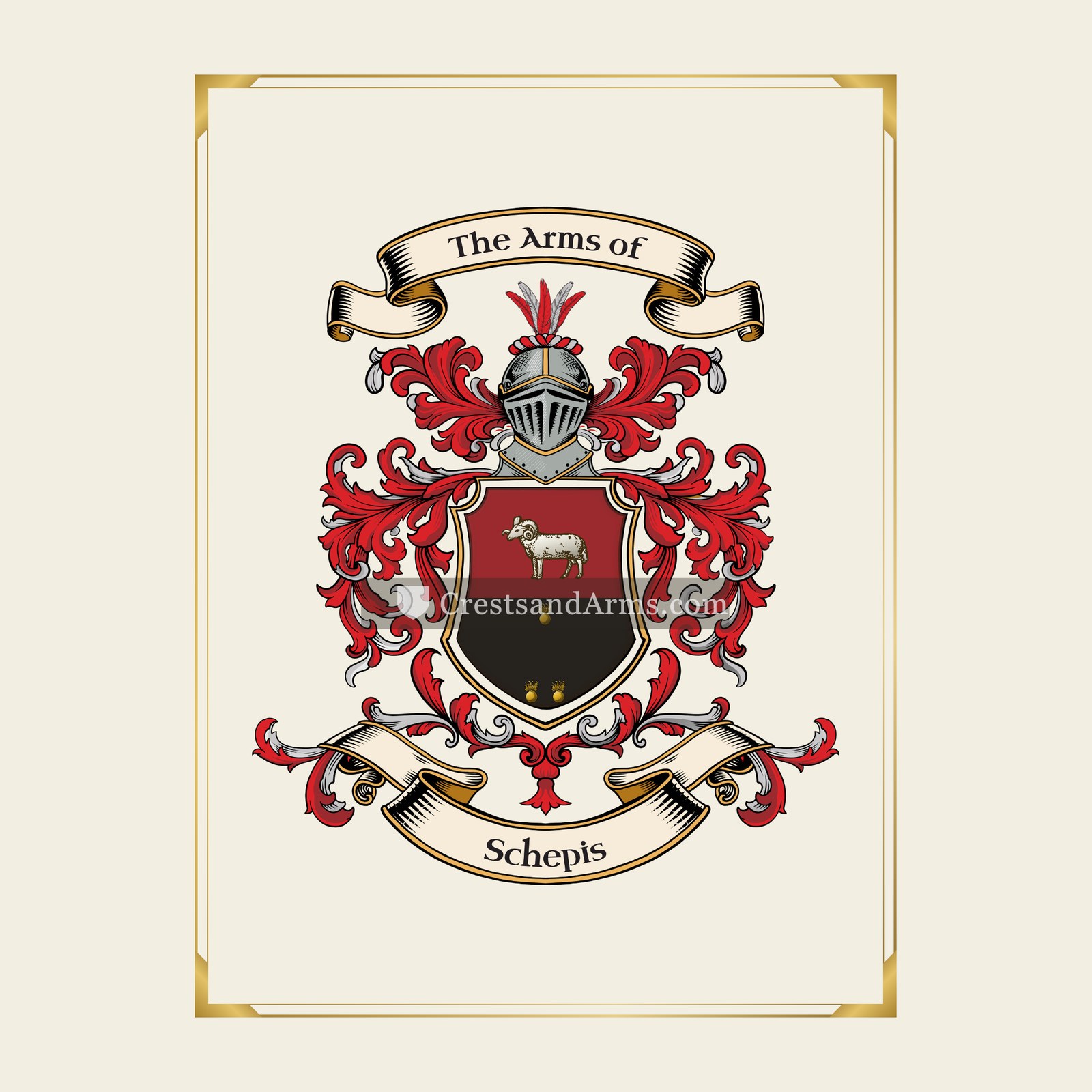 With gold border