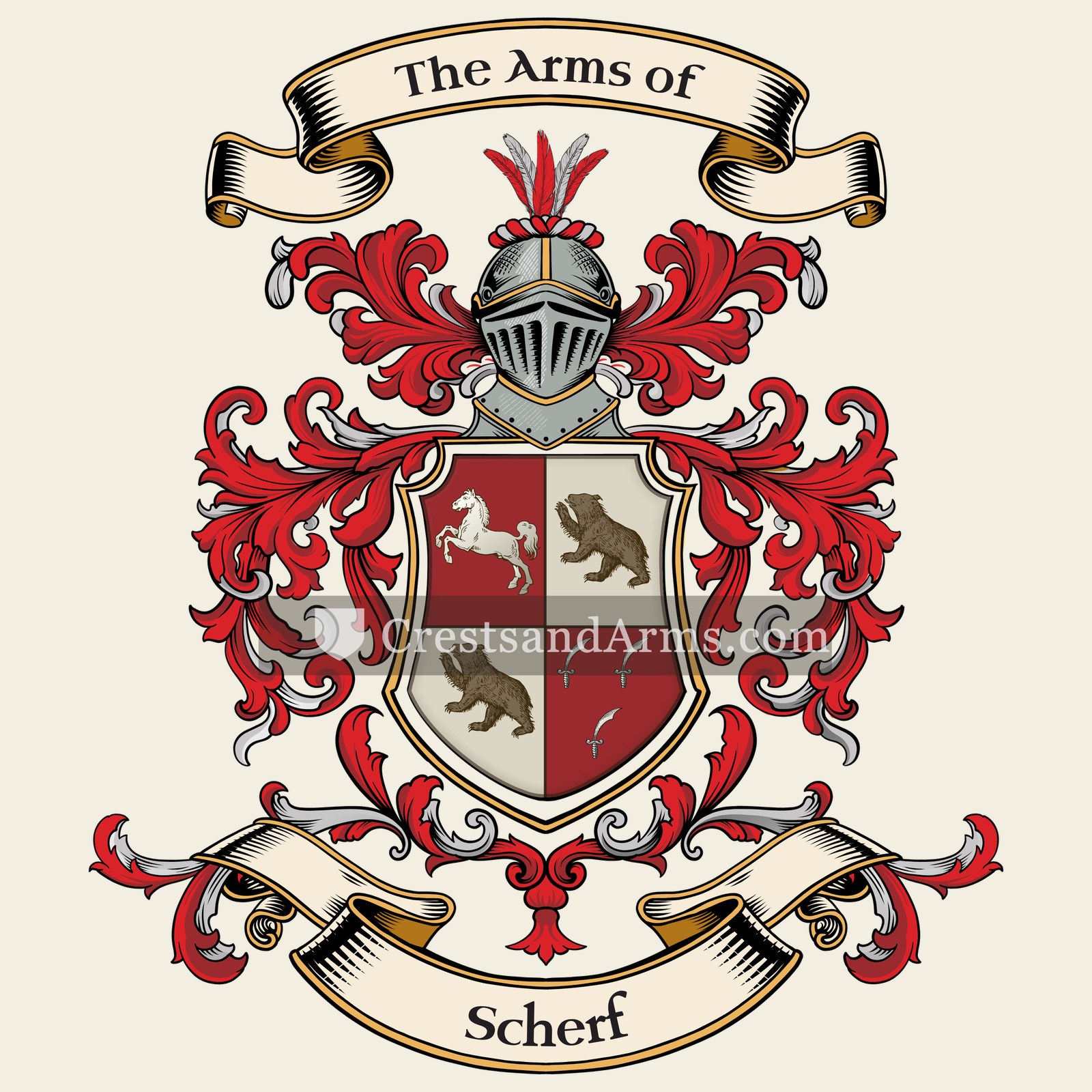 The Scherf coat of arms, drawn from the recorded blazon