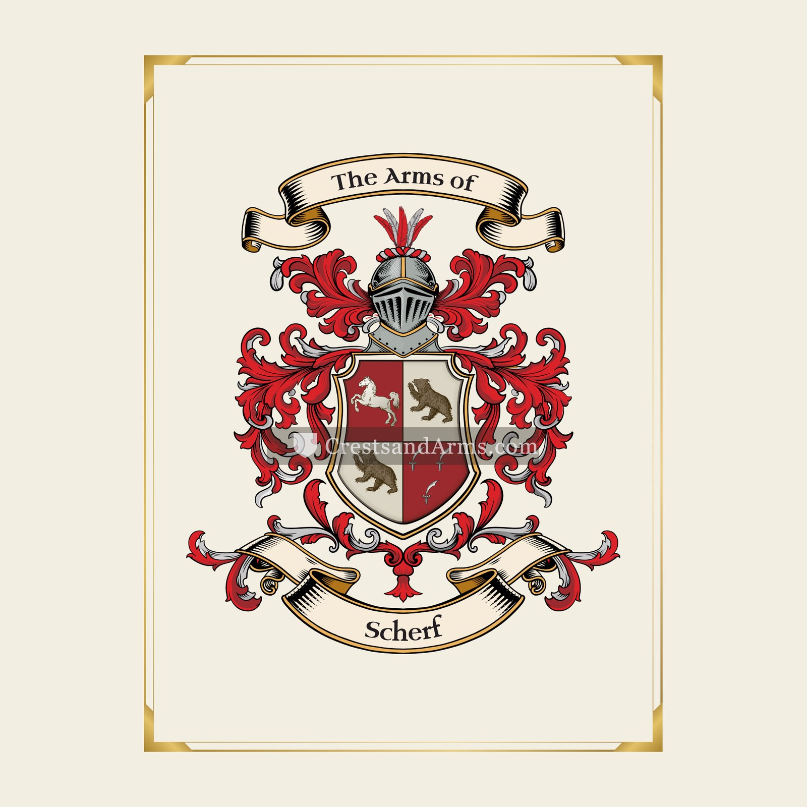 With gold border