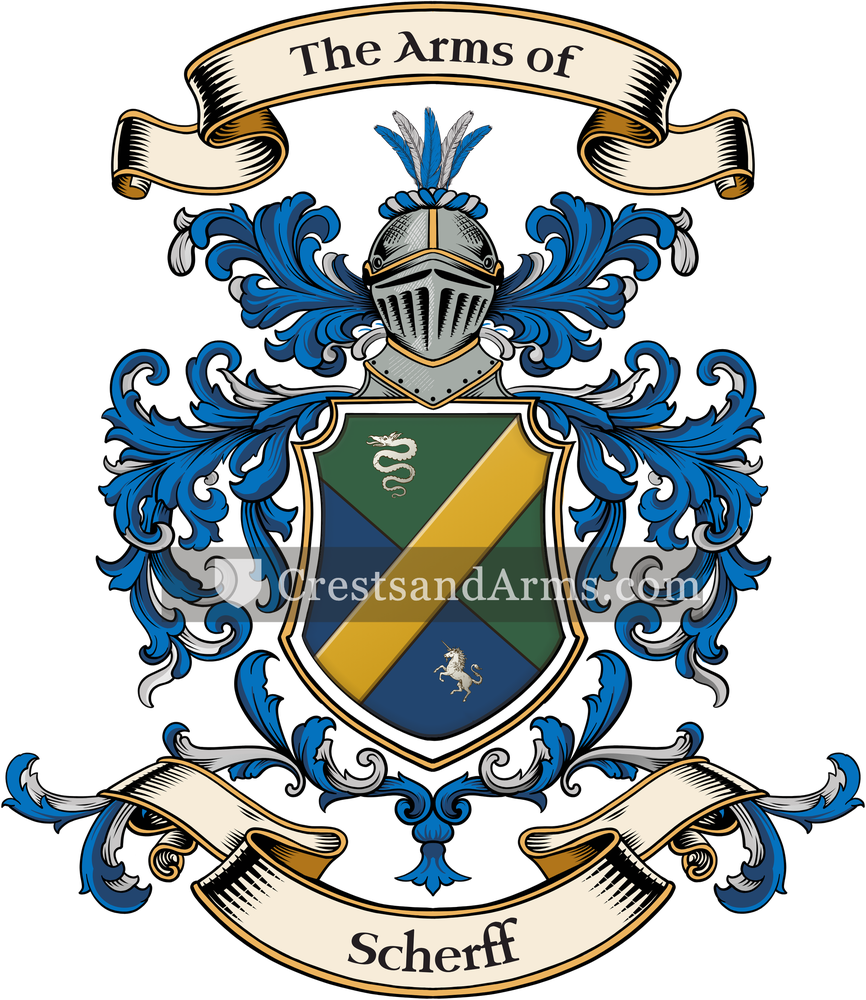 The Scherff coat of arms, drawn from the recorded blazon