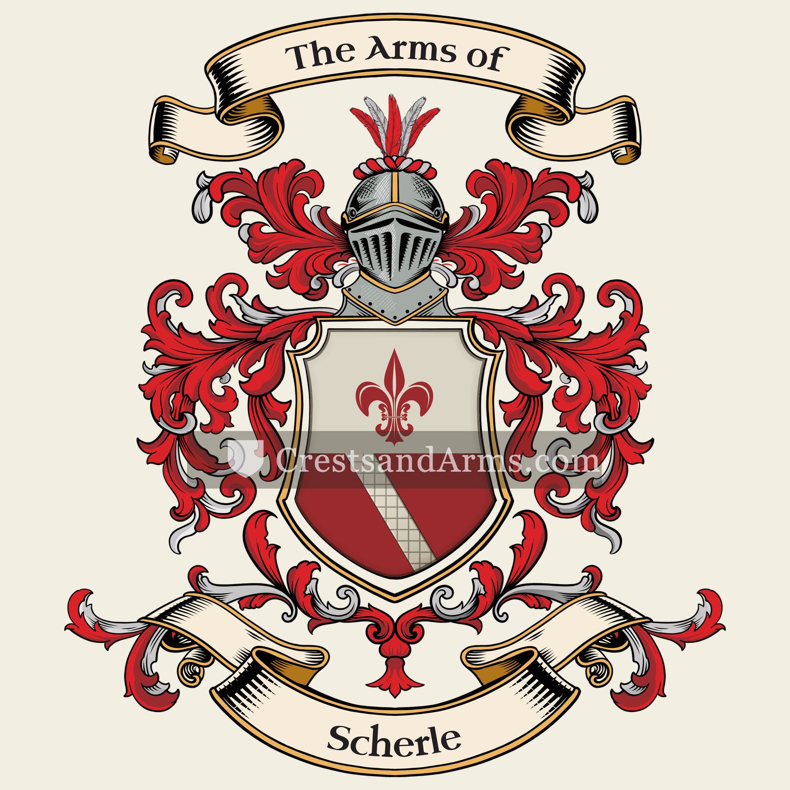The Scherle coat of arms, drawn from the recorded blazon
