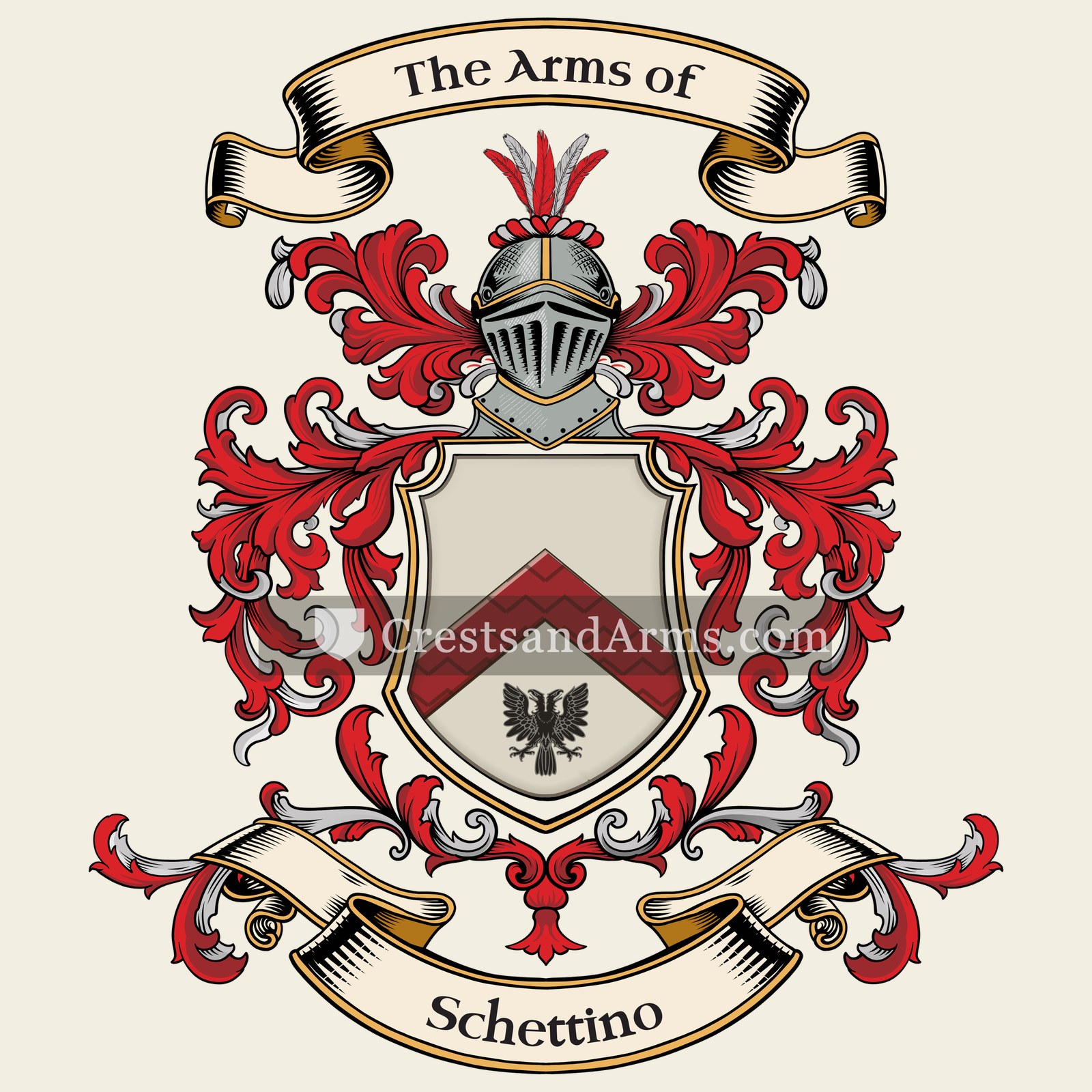 The Schettino coat of arms, drawn from the recorded blazon