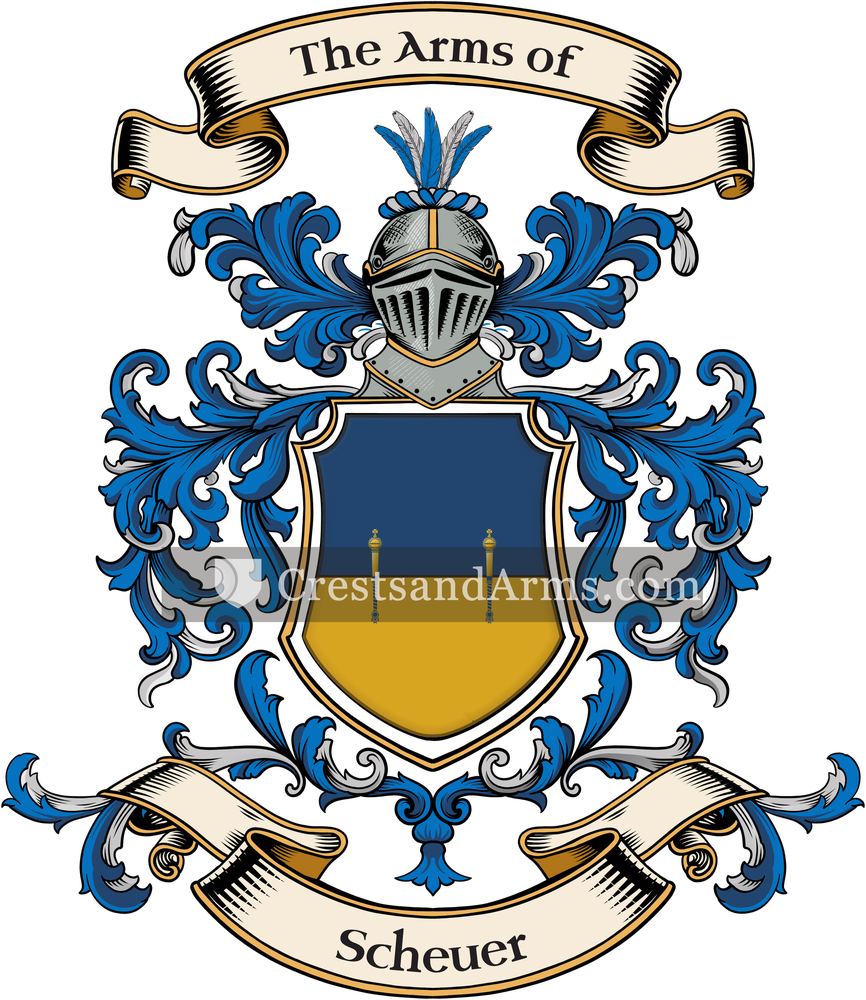 The Scheuer coat of arms, drawn from the recorded blazon