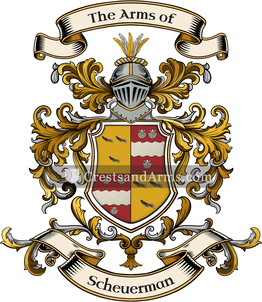 The Scheuerman coat of arms, drawn from the recorded blazon