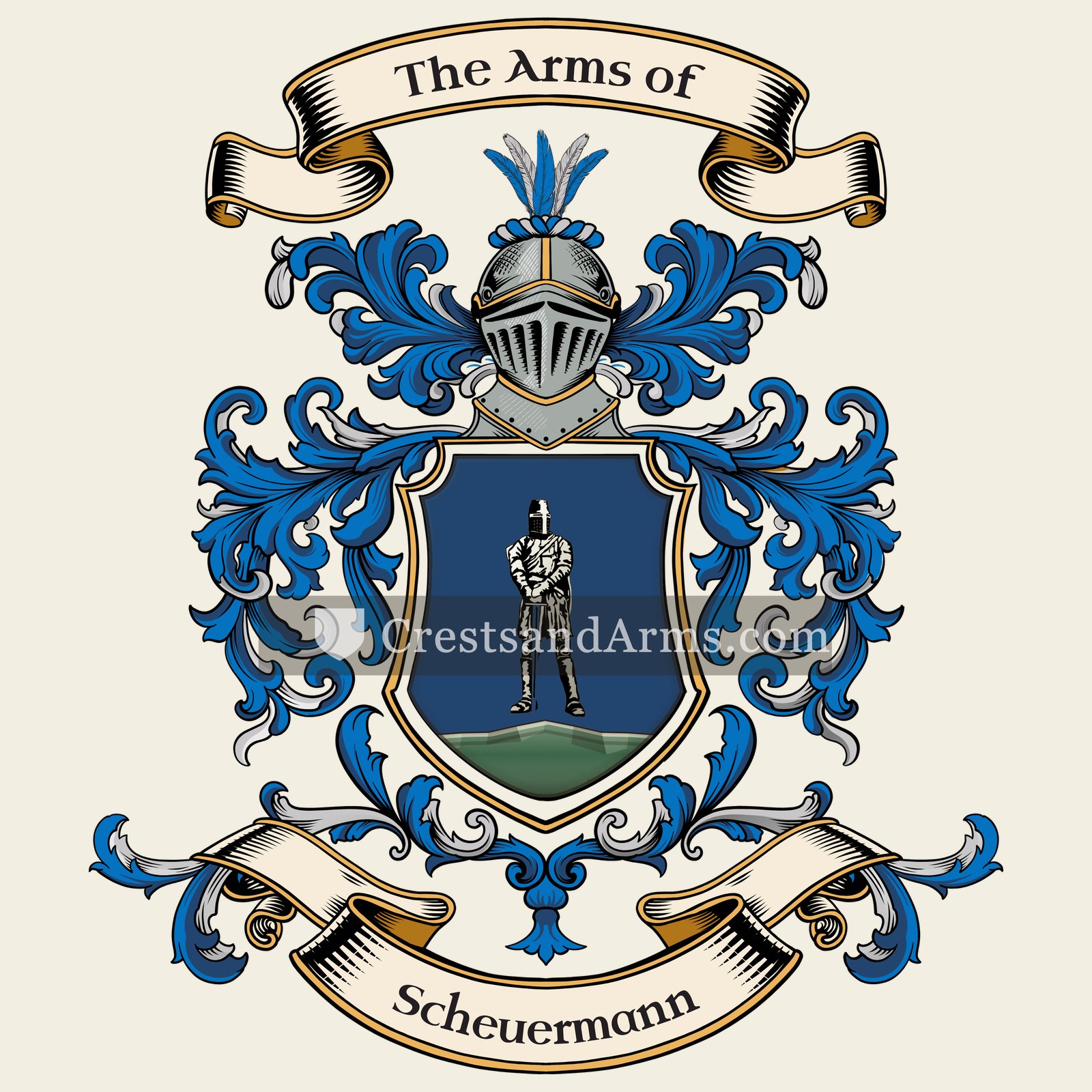 The Scheuermann coat of arms, drawn from the recorded blazon