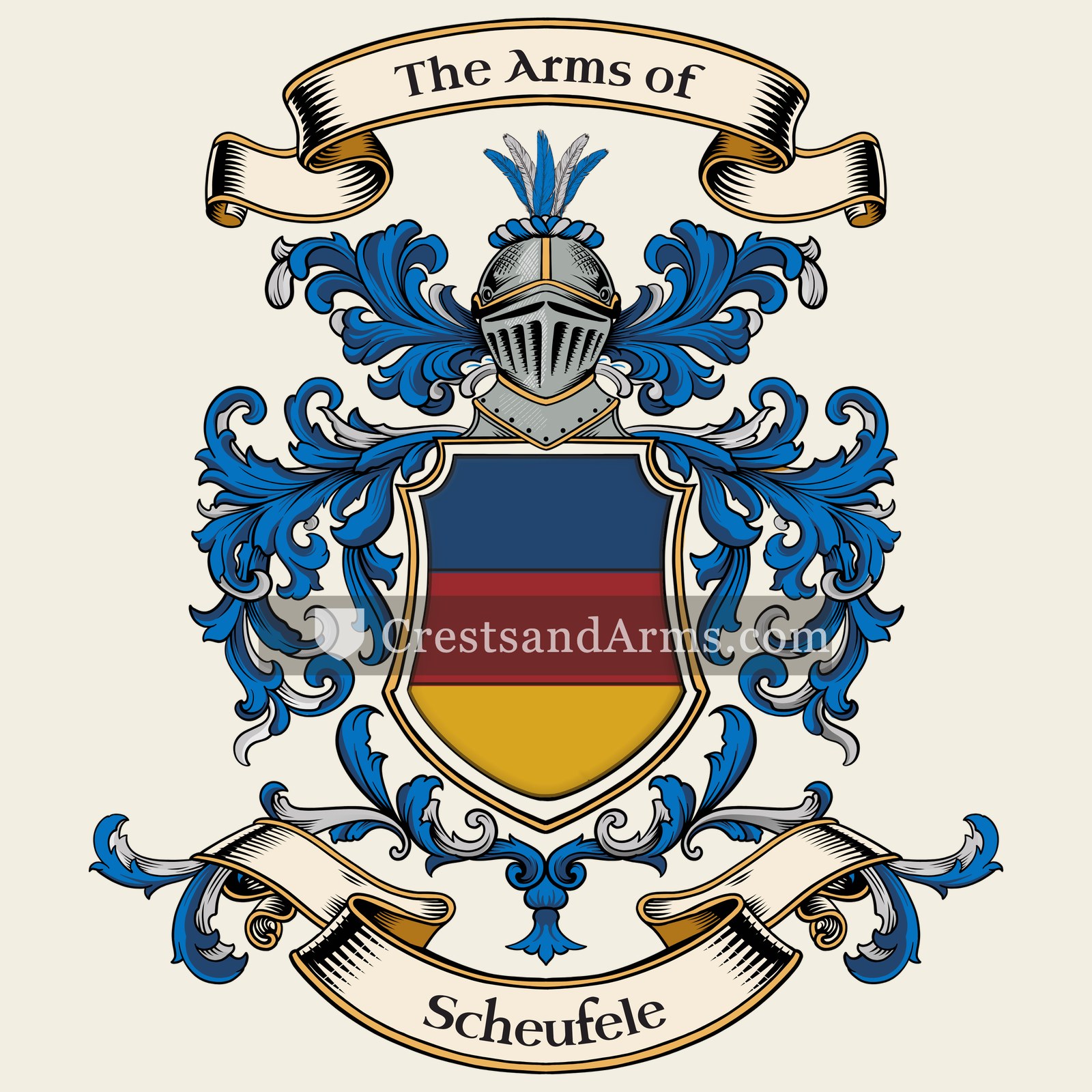 The Scheufele coat of arms, drawn from the recorded blazon