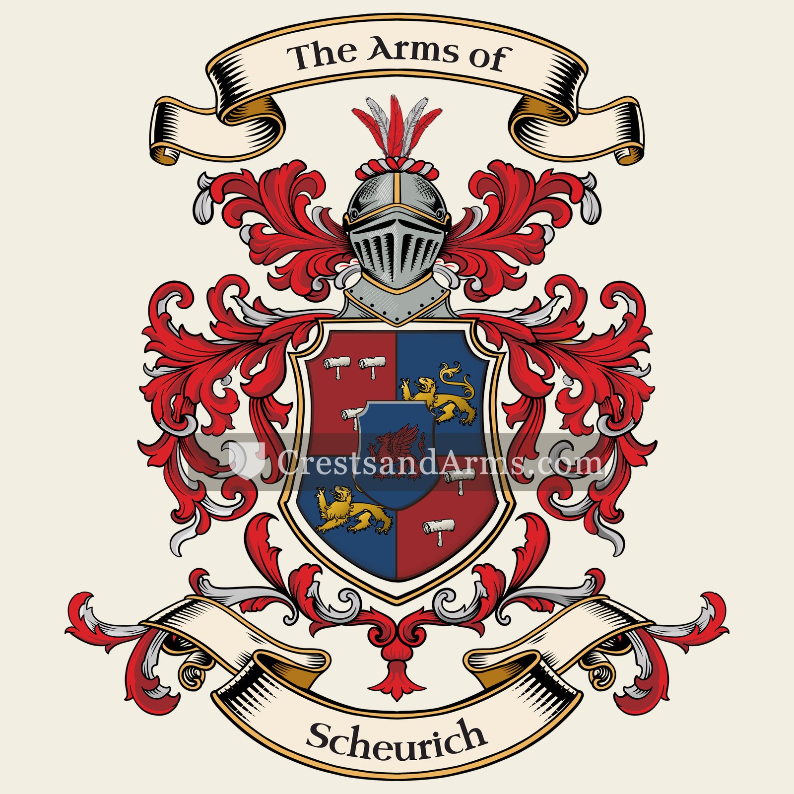 The Scheurich coat of arms, drawn from the recorded blazon