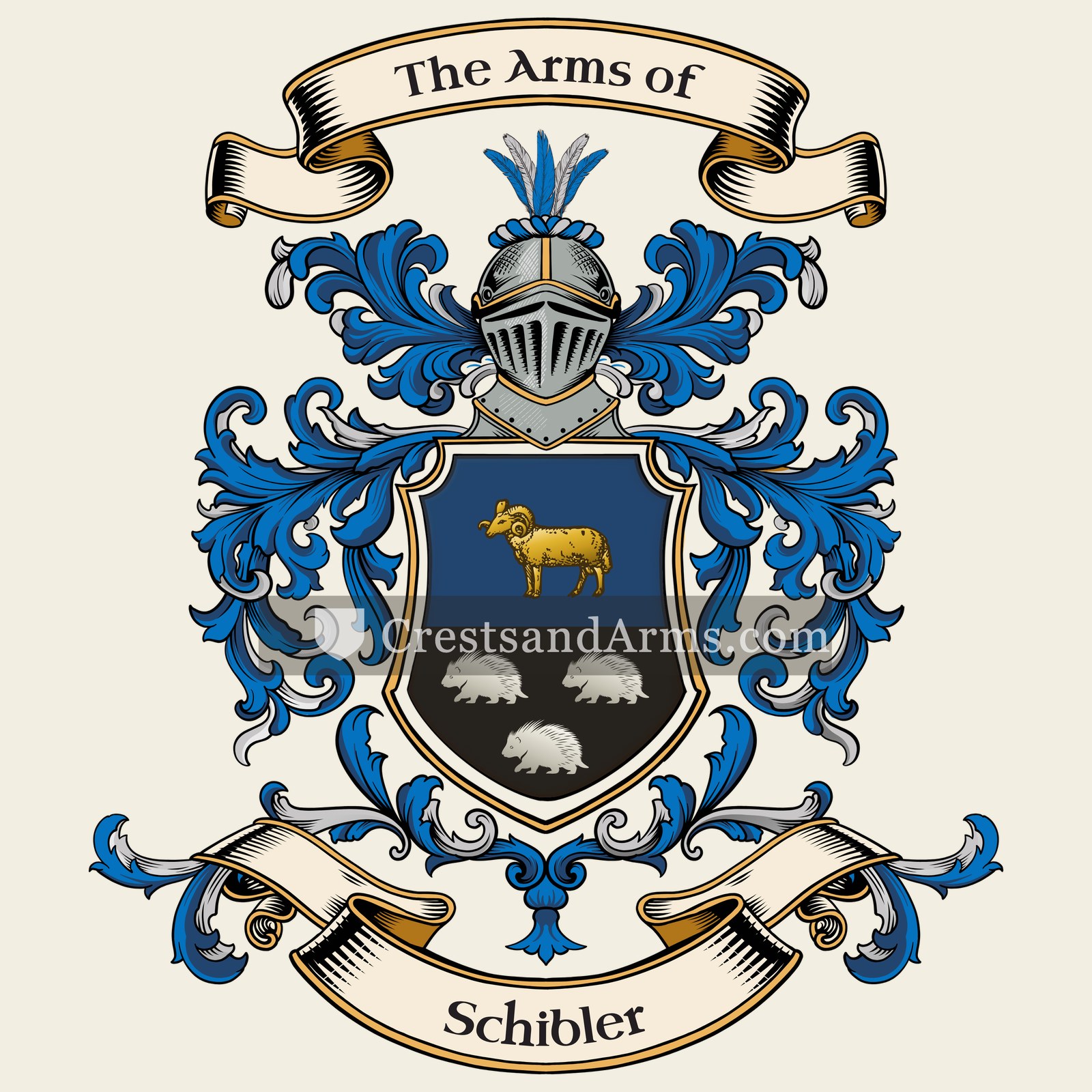 The Schibler coat of arms, drawn from the recorded blazon
