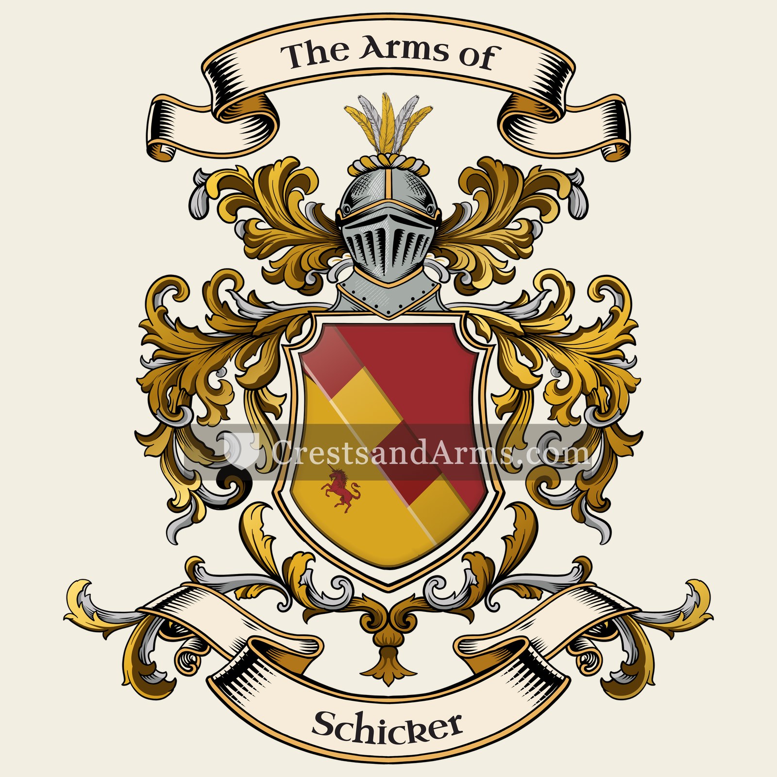 The Schicker coat of arms, drawn from the recorded blazon