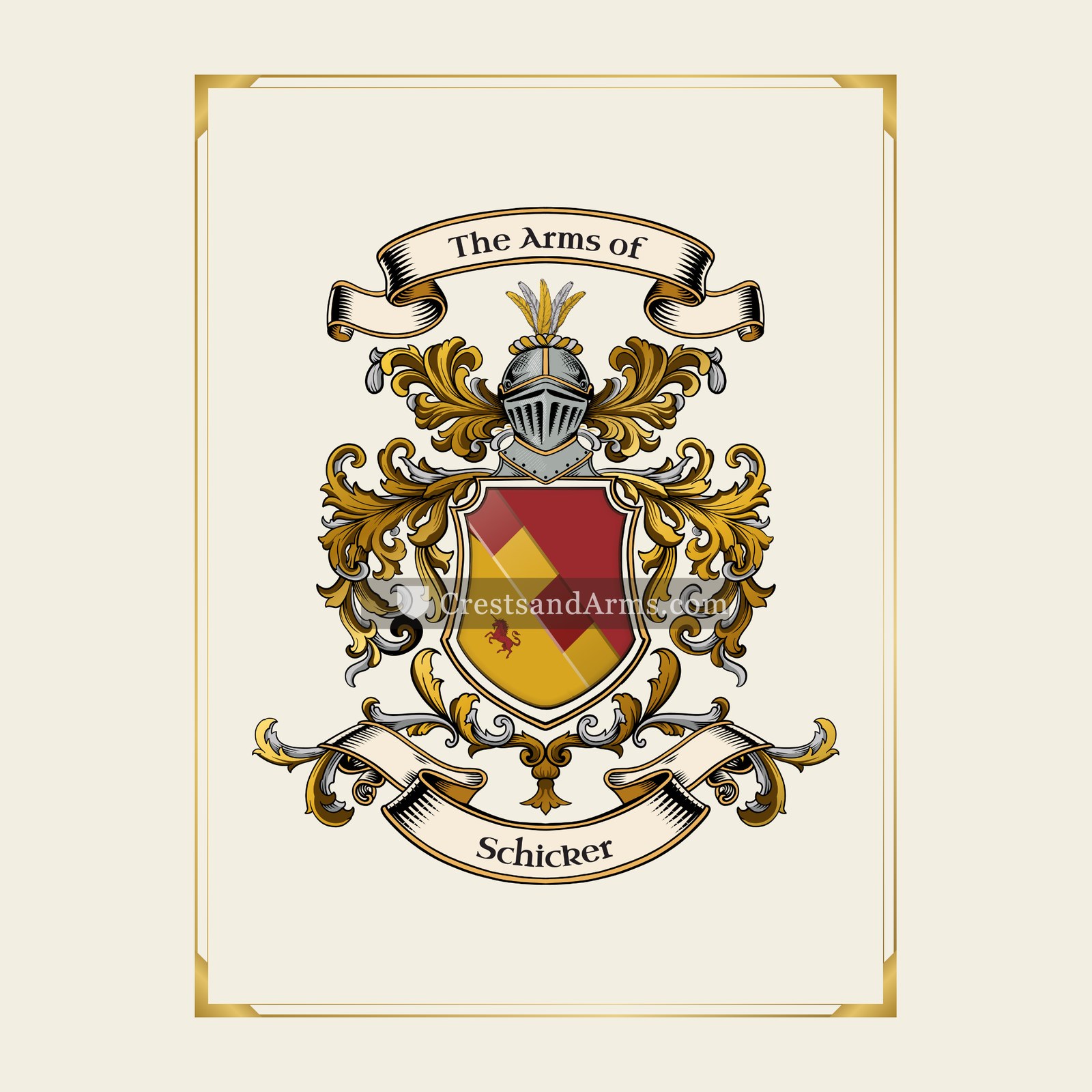 With gold border
