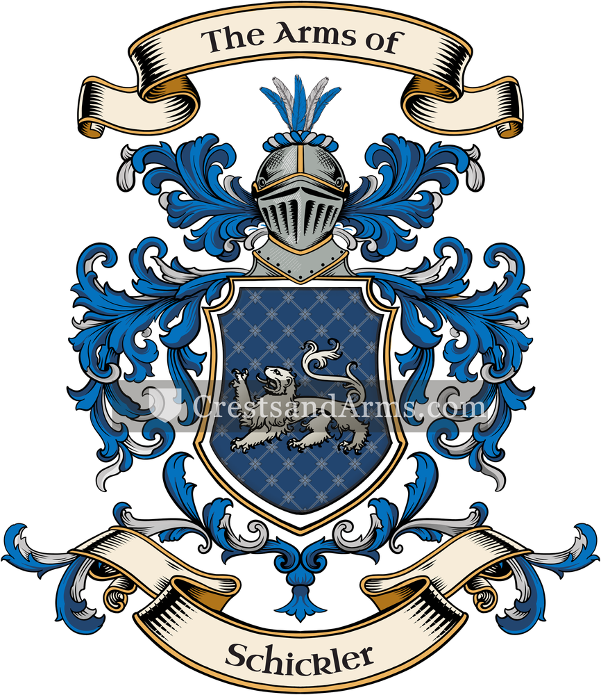 The Schickler coat of arms, drawn from the recorded blazon