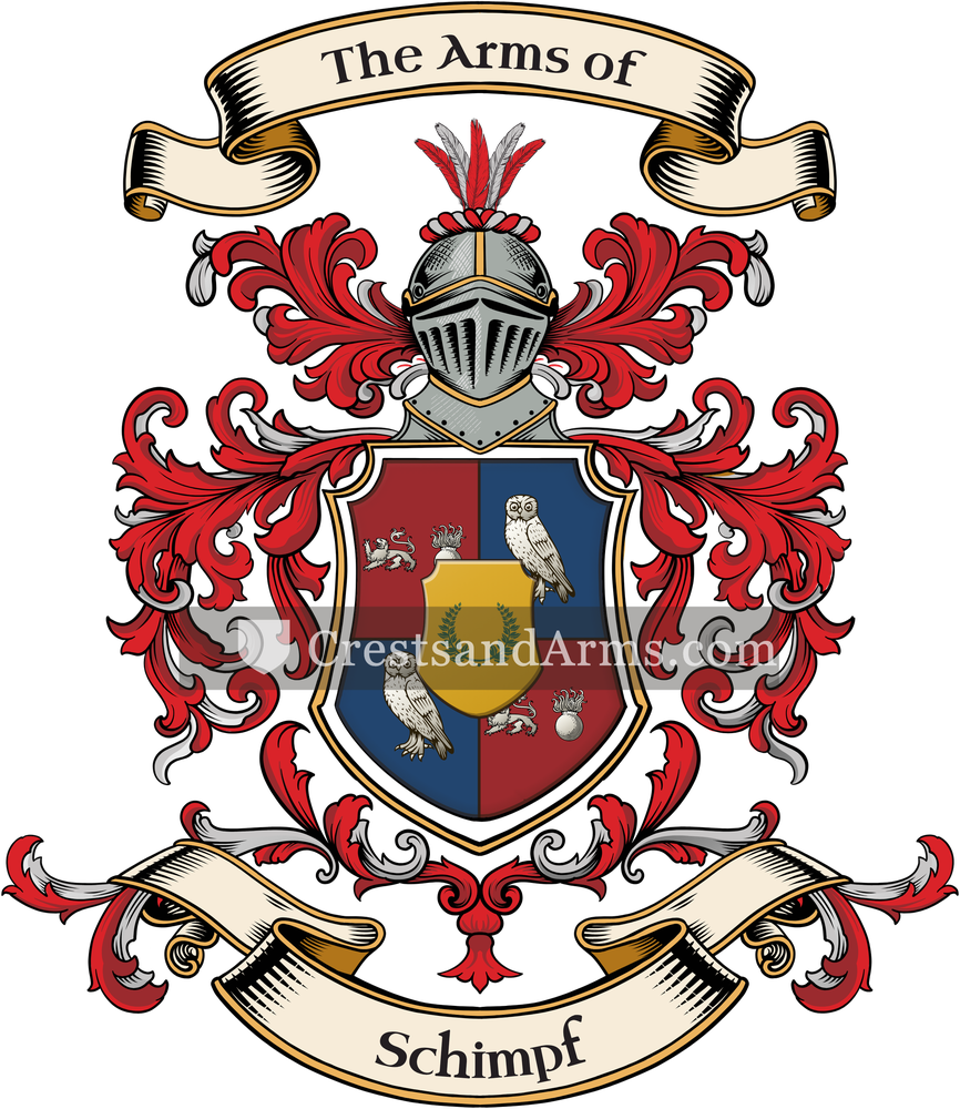 The Schimpf coat of arms, drawn from the recorded blazon
