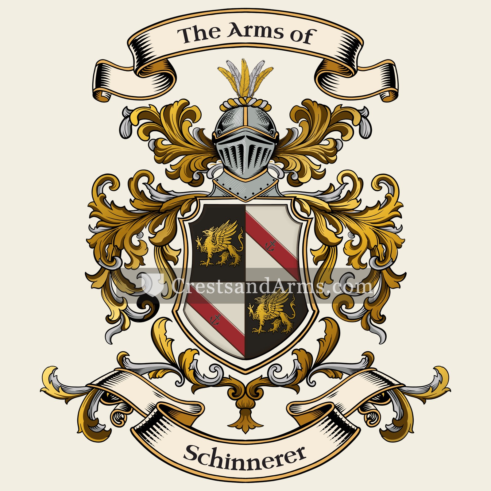 The Schinnerer coat of arms, drawn from the recorded blazon