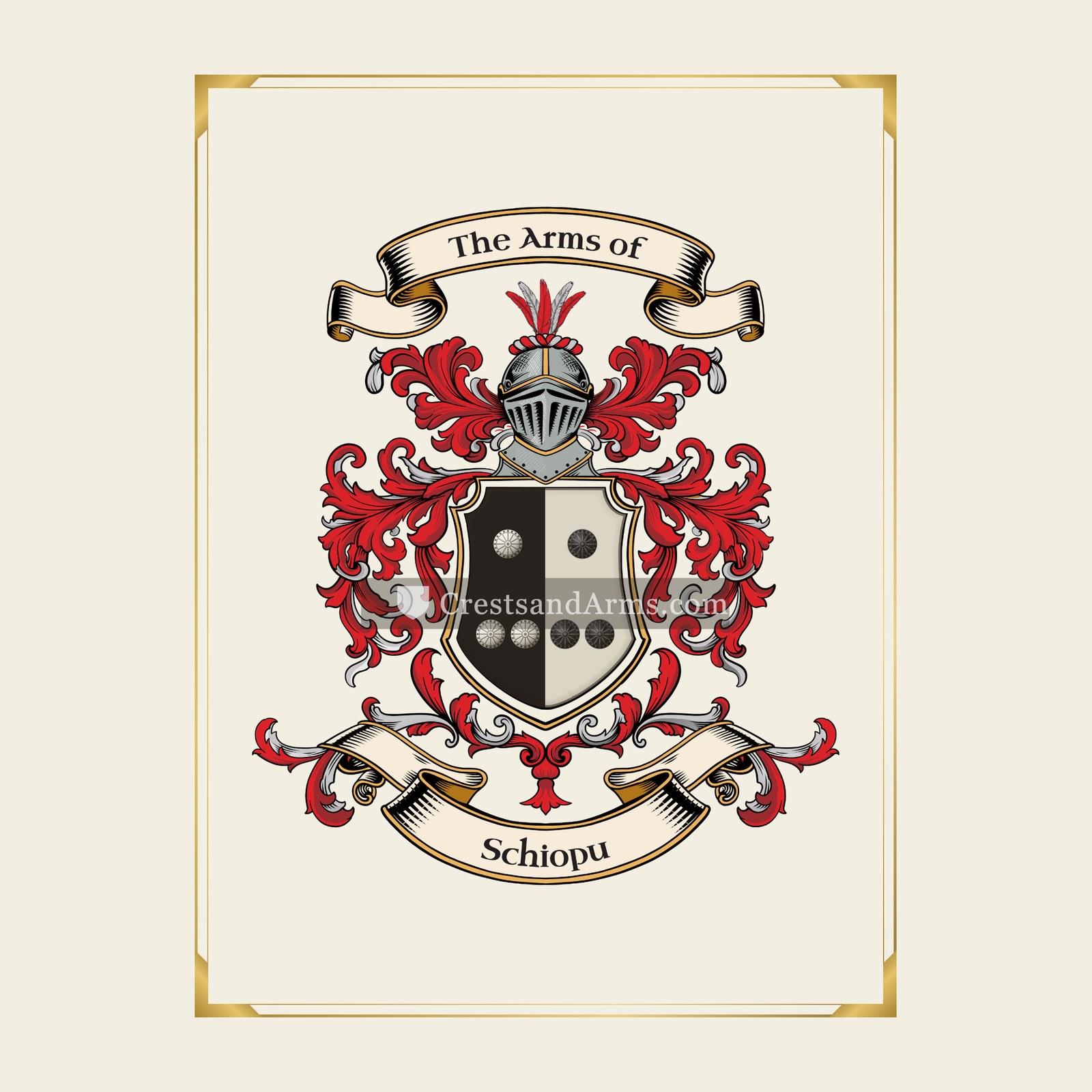 With gold border