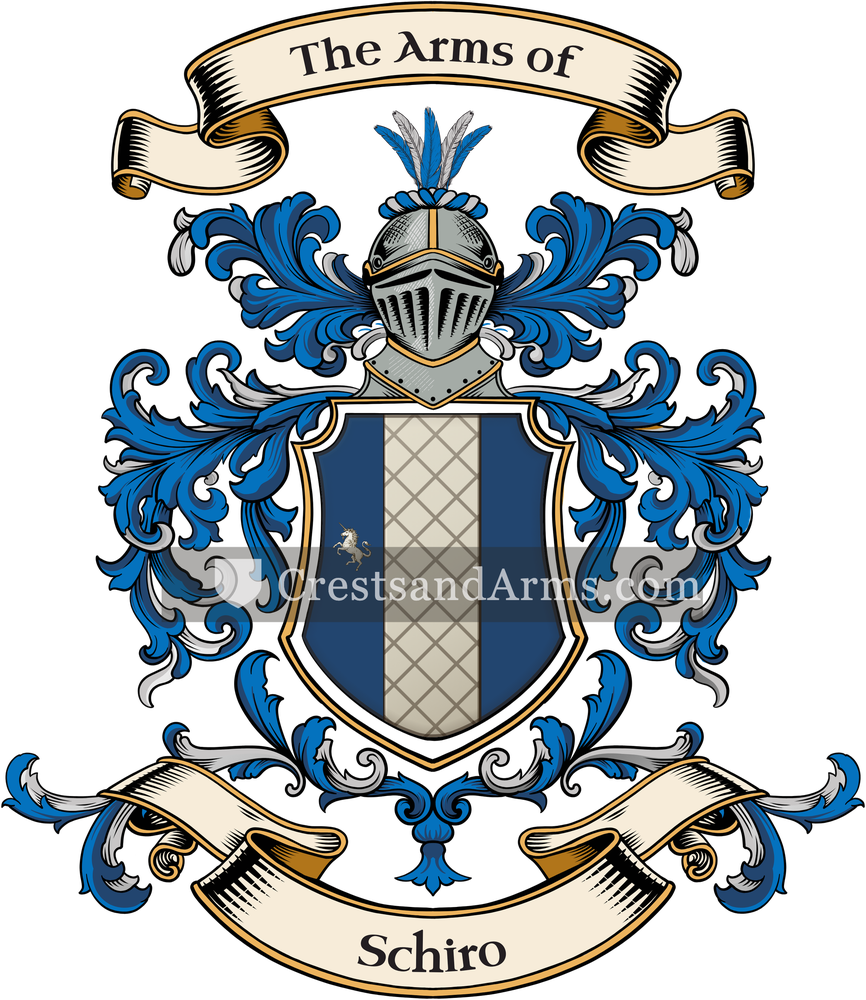 The Schiro coat of arms, drawn from the recorded blazon