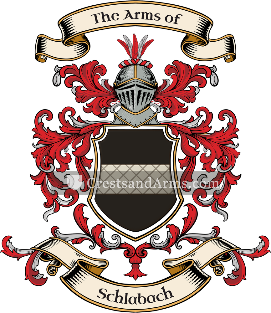 The Schlabach coat of arms, drawn from the recorded blazon