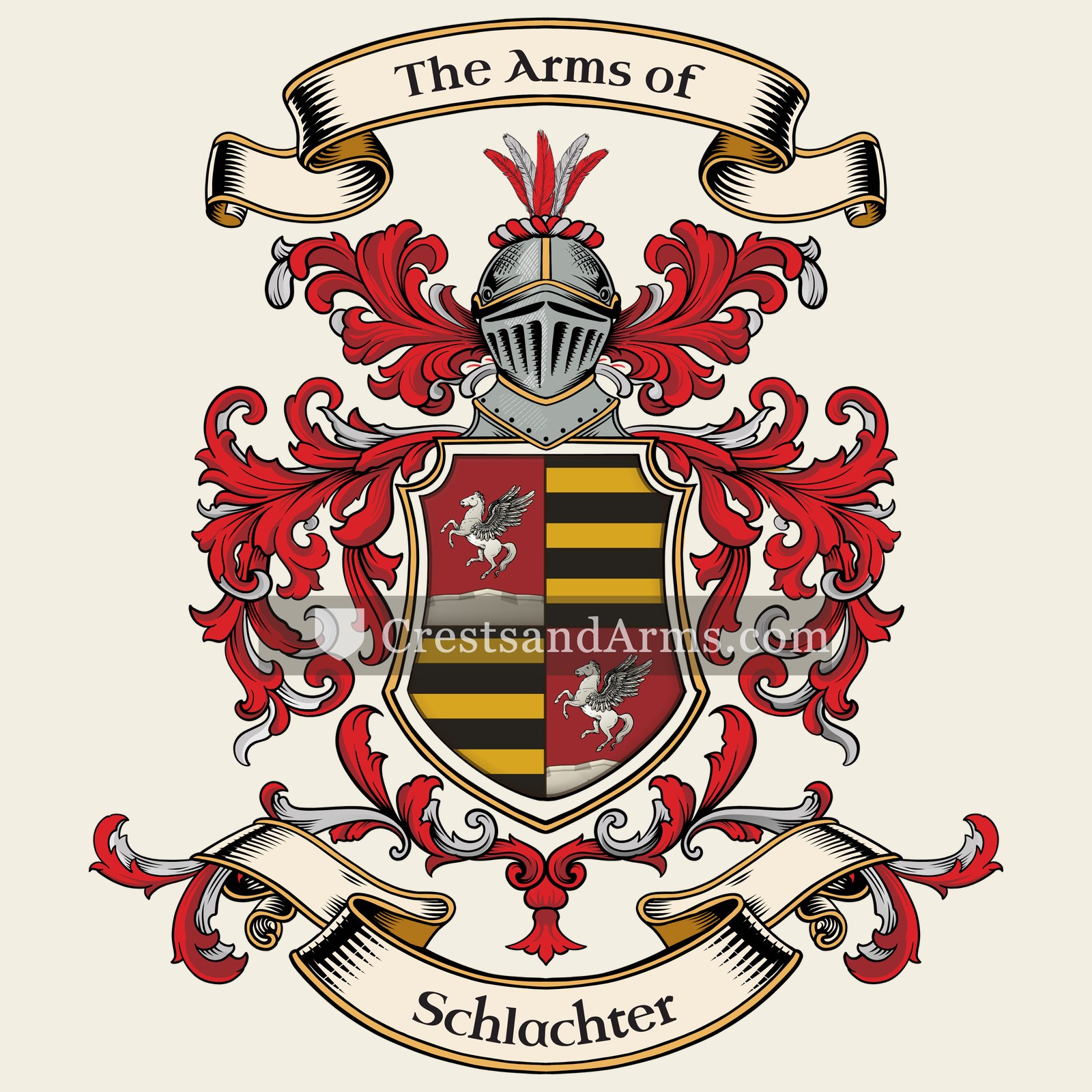The Schlachter coat of arms, drawn from the recorded blazon