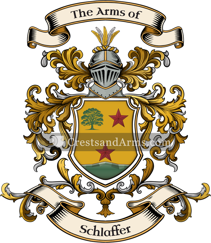 The Schlaffer coat of arms, drawn from the recorded blazon