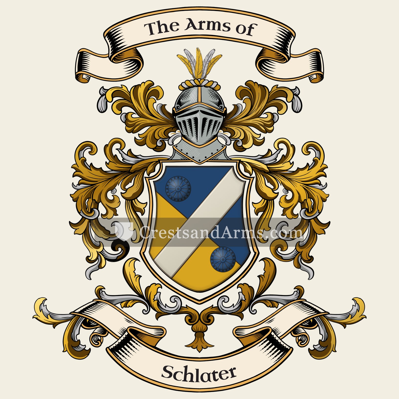 The Schlater coat of arms, drawn from the recorded blazon