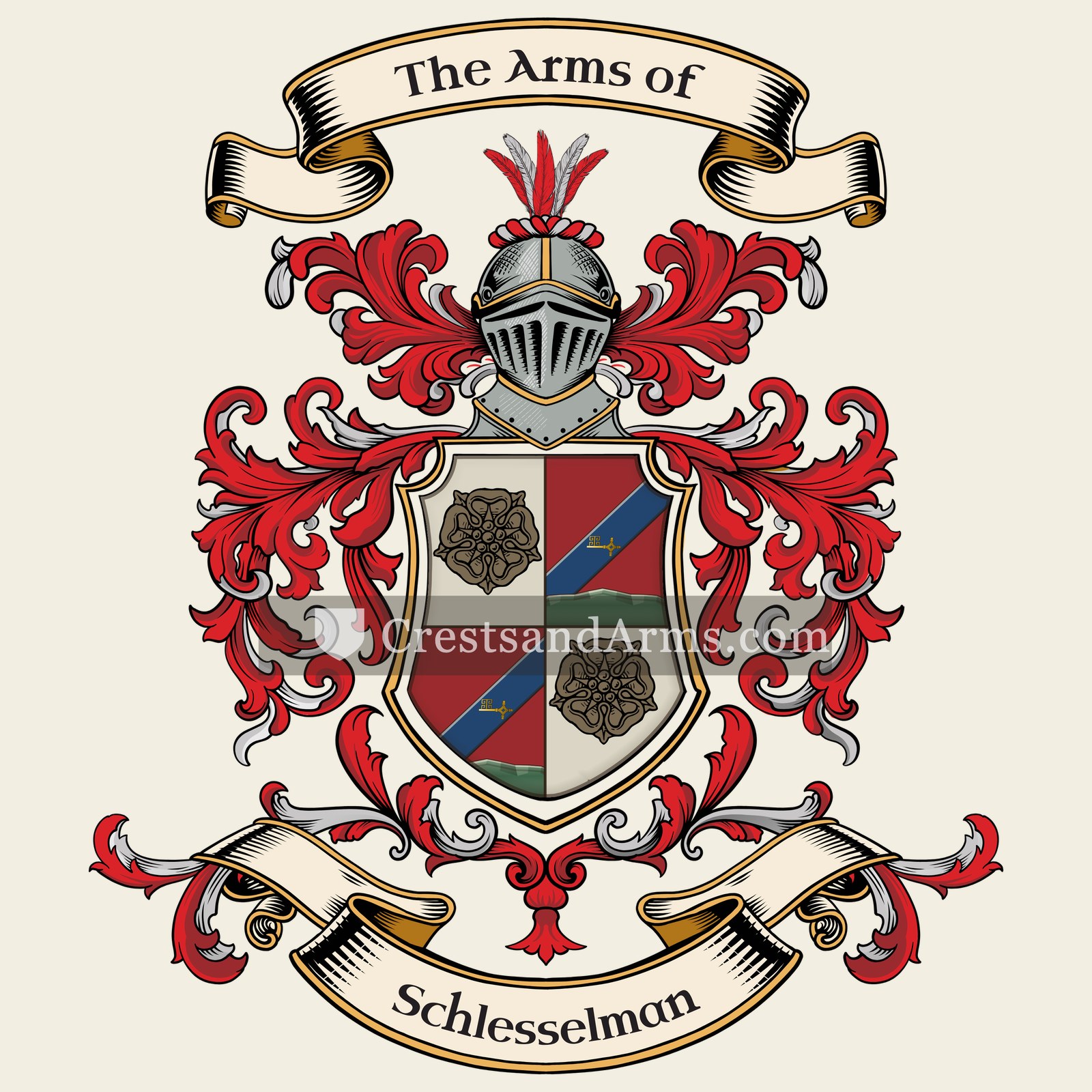 The Schlesselman coat of arms, drawn from the recorded blazon