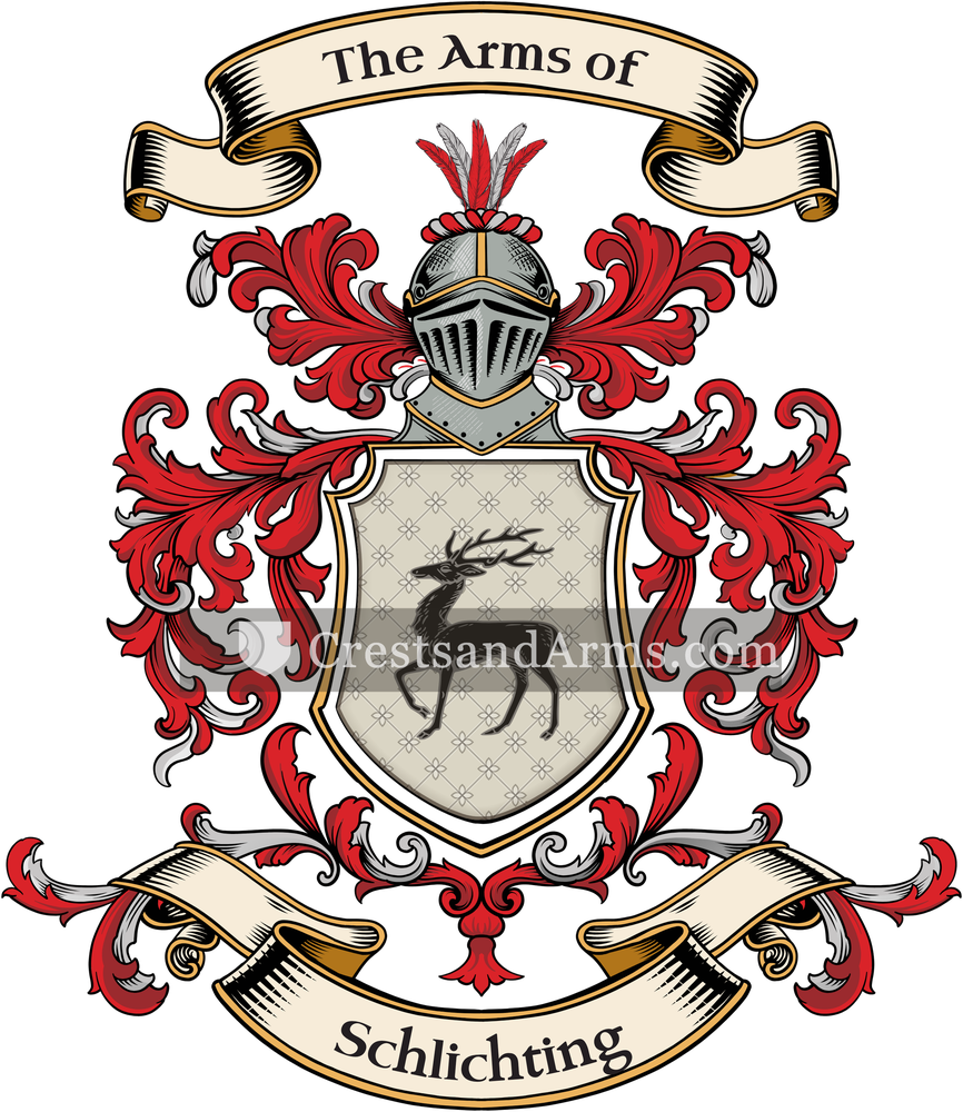 The Schlichting coat of arms, drawn from the recorded blazon