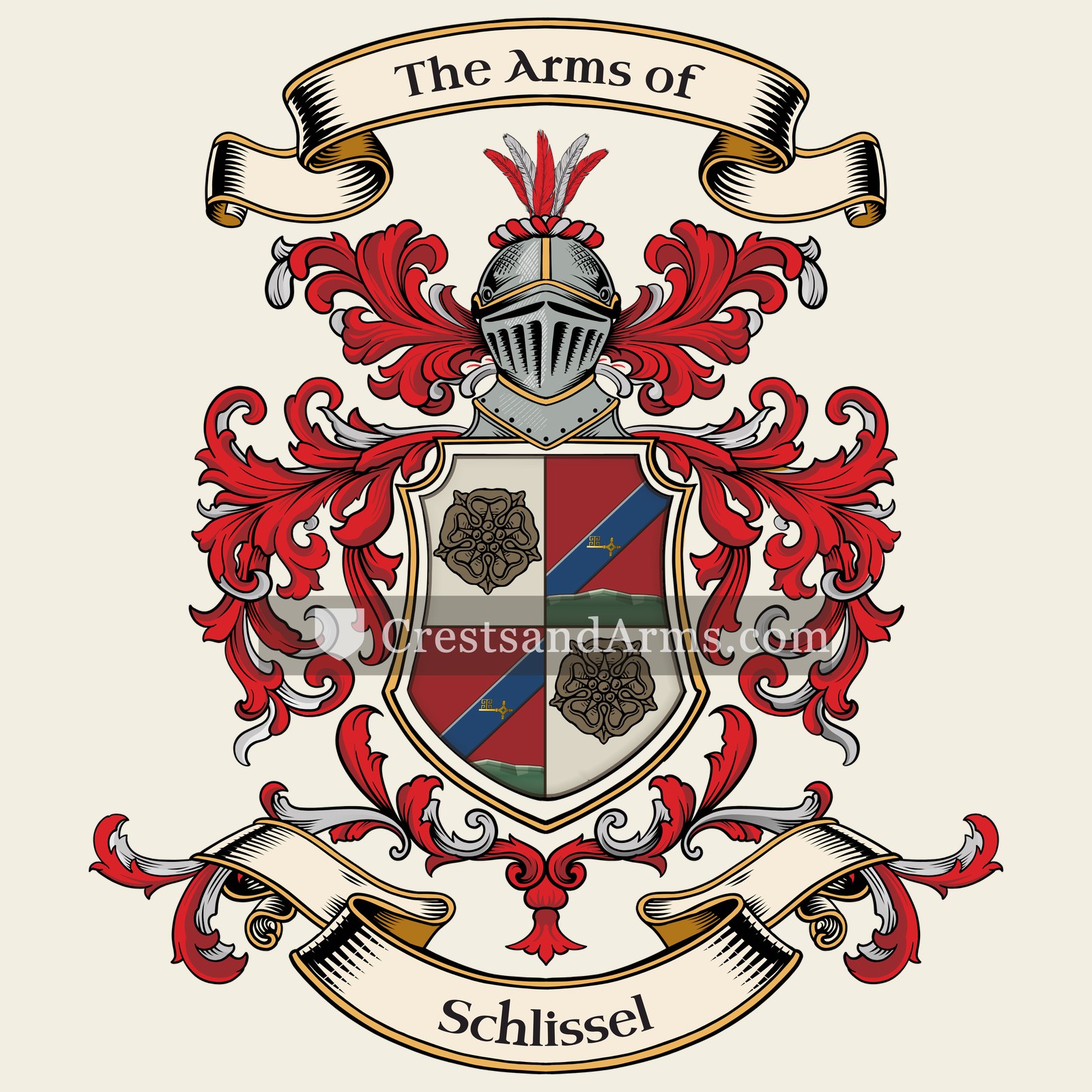 The Schlissel coat of arms, drawn from the recorded blazon