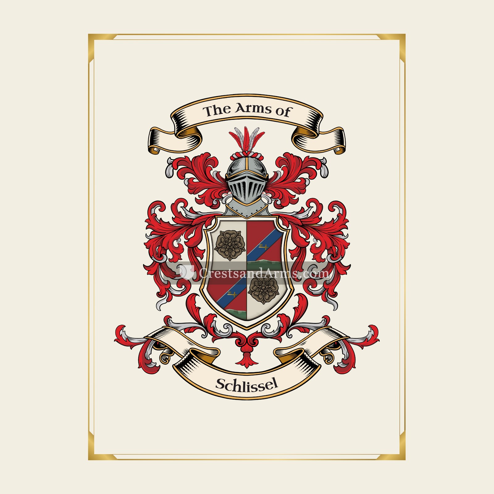 With gold border