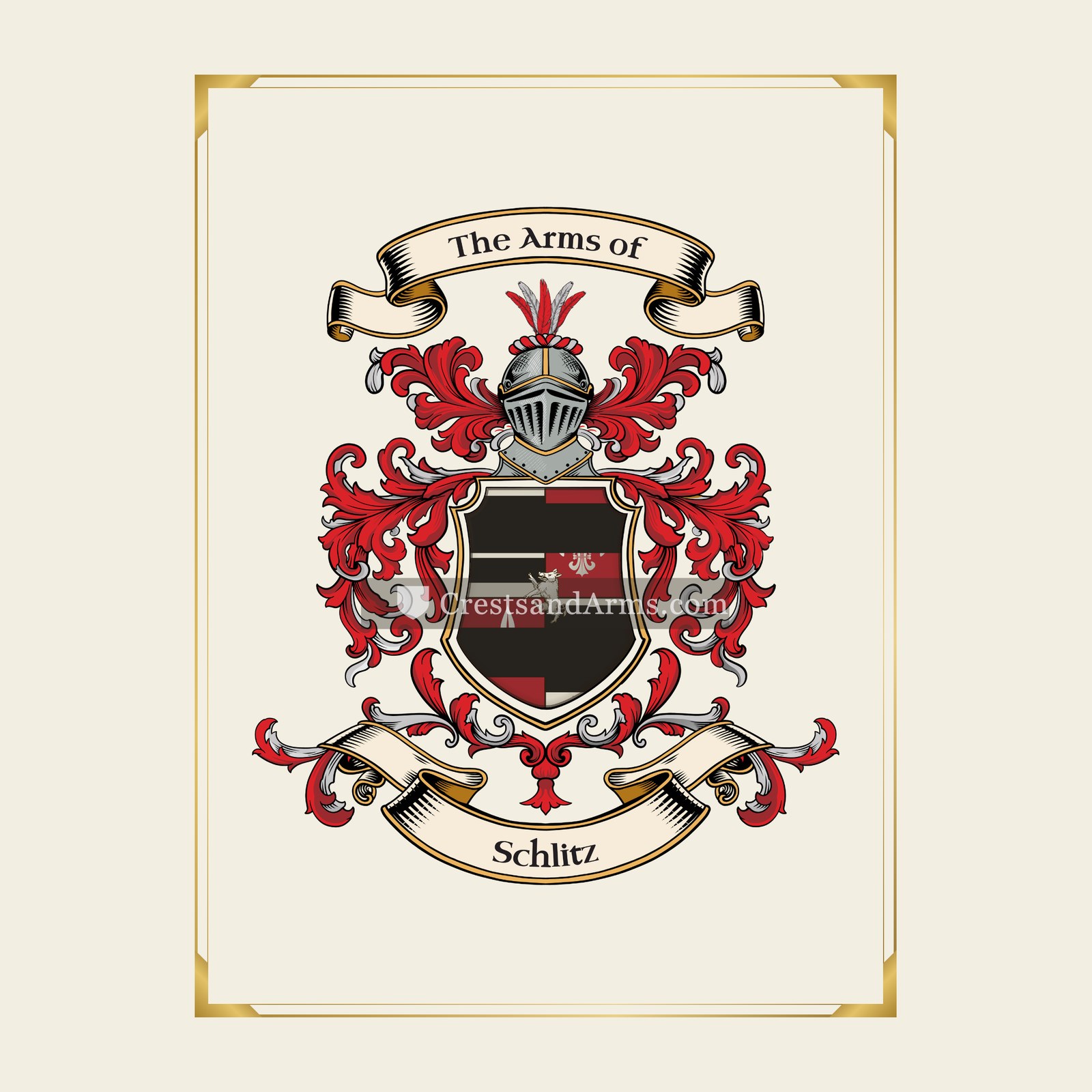 With gold border