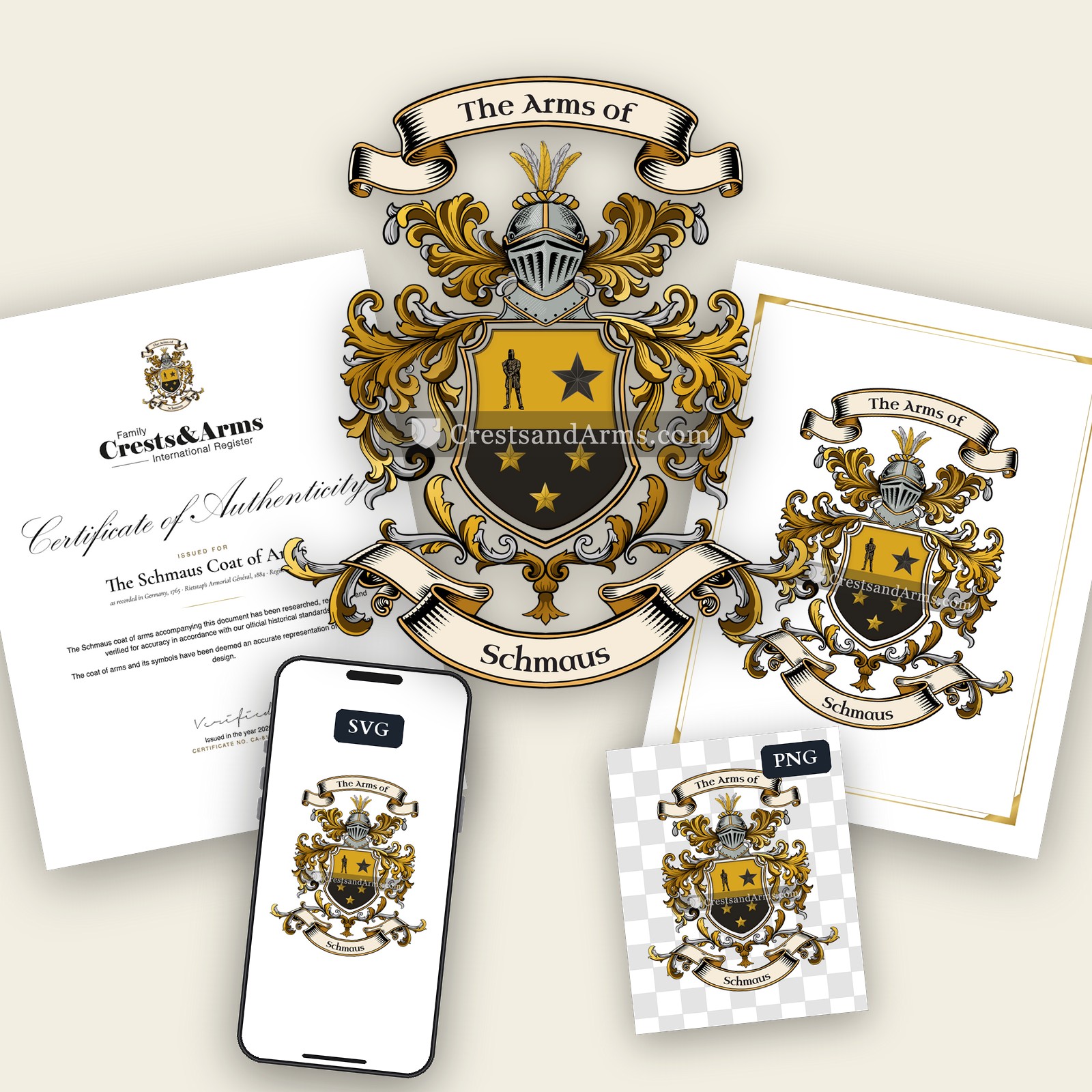 The Schmaus arms on the coat of arms — digital pack