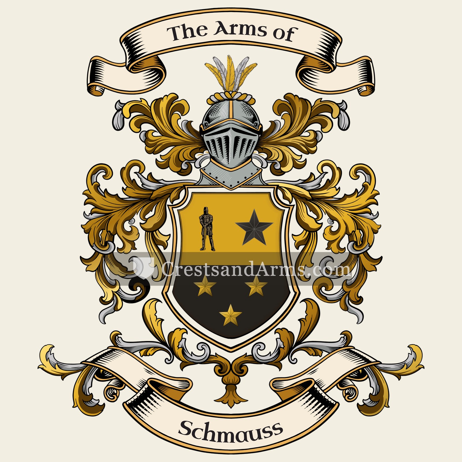 The Schmauss coat of arms, drawn from the recorded blazon
