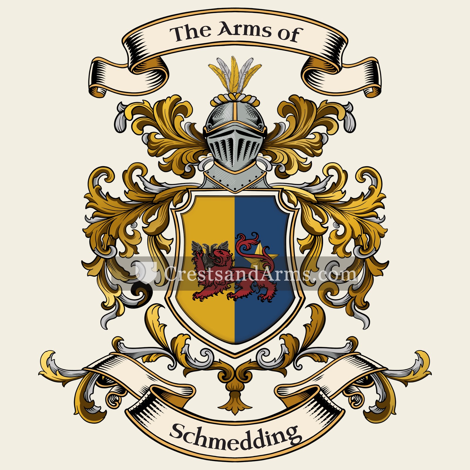 The Schmedding coat of arms, drawn from the recorded blazon