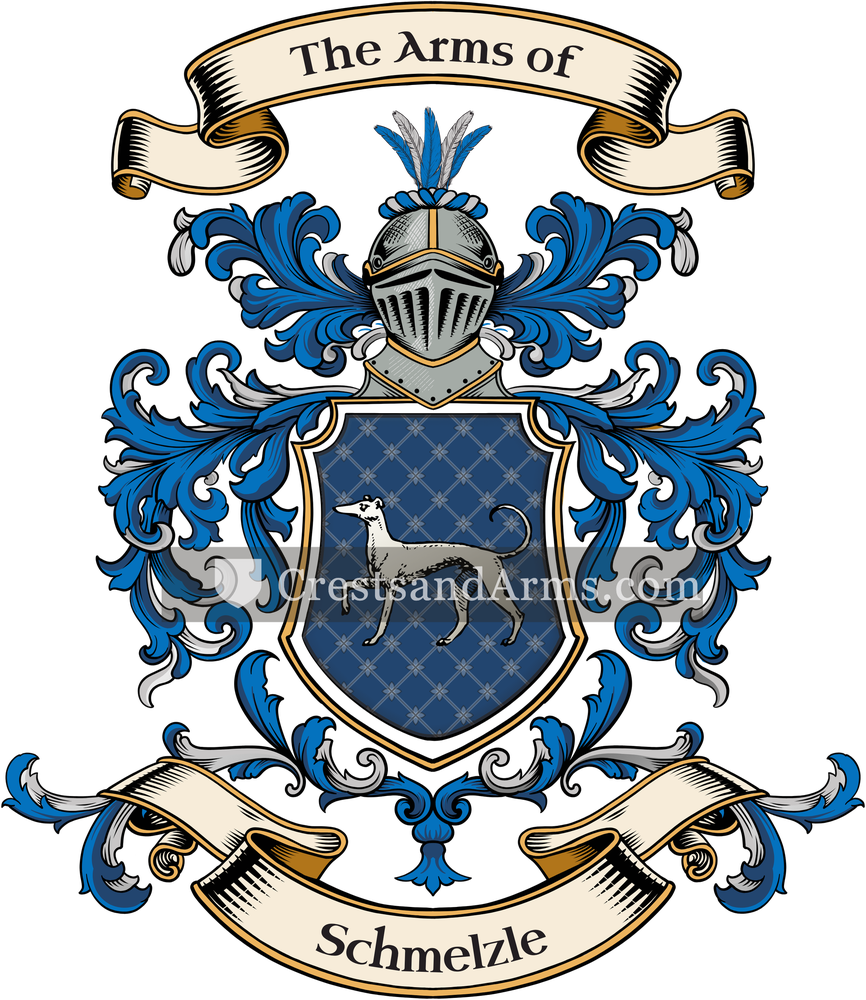 The Schmelzle coat of arms, drawn from the recorded blazon