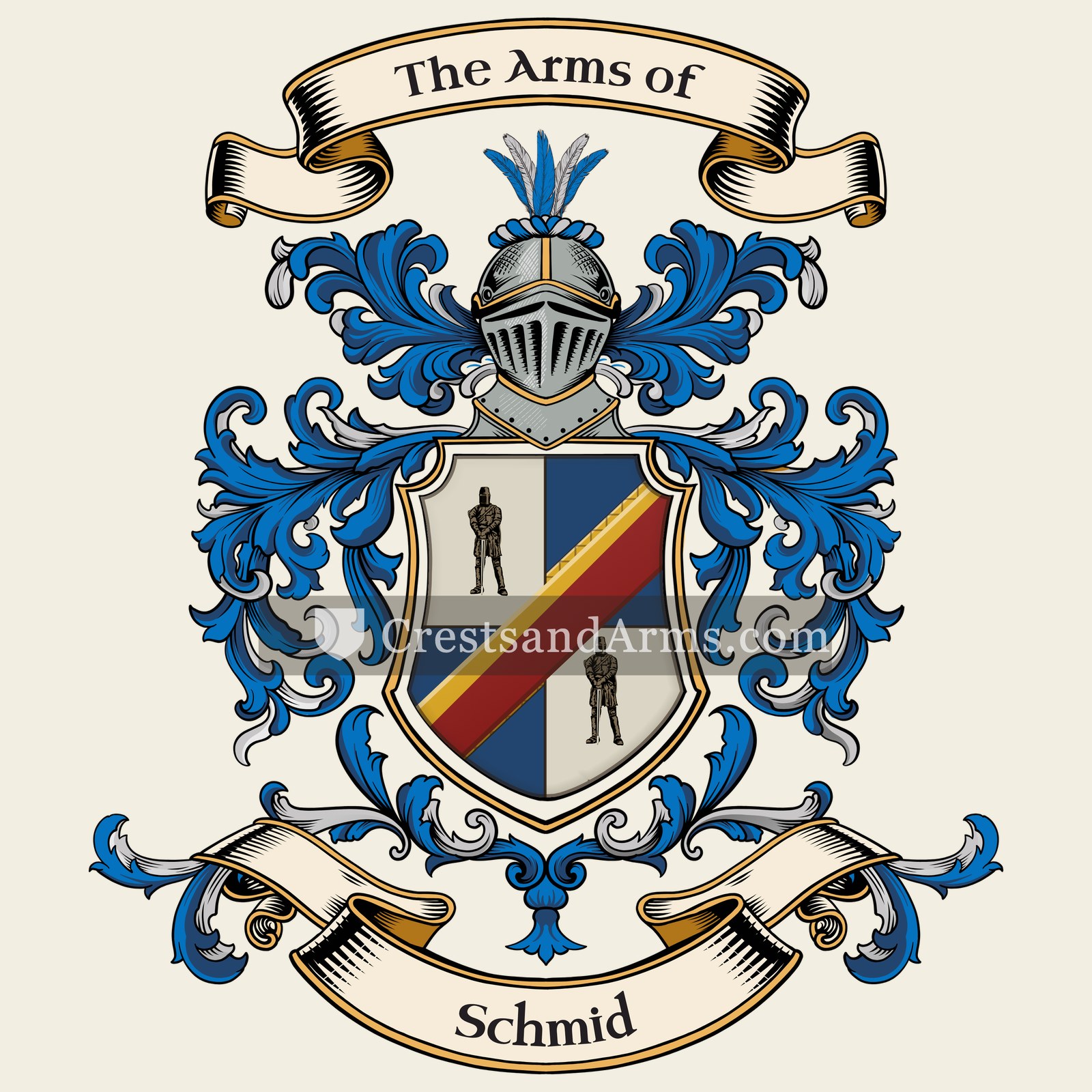 The Schmid coat of arms, drawn from the recorded blazon