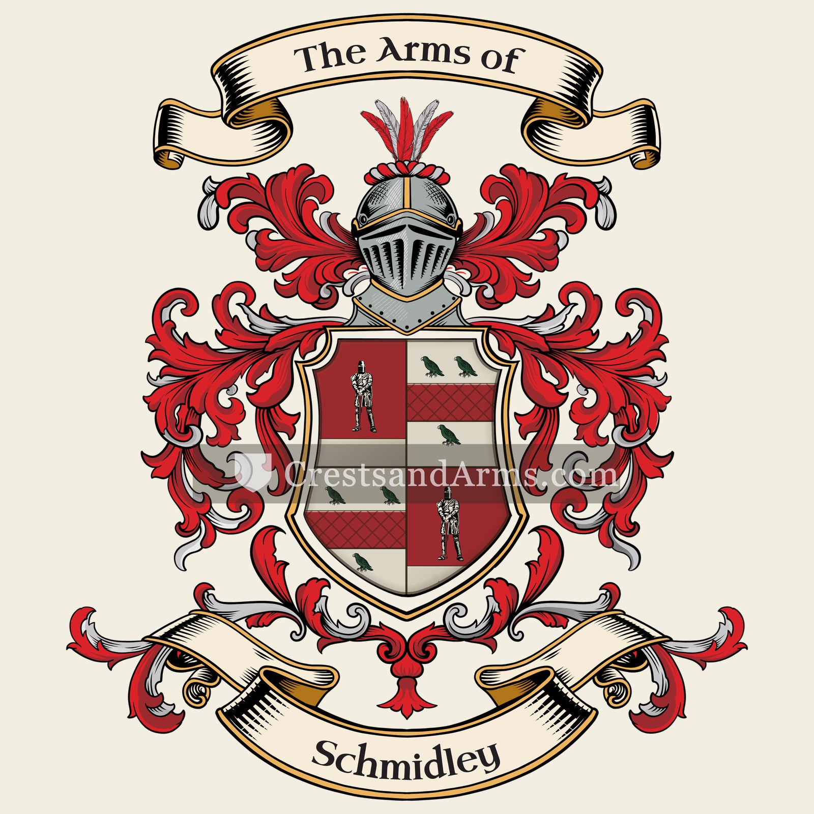 The Schmidley coat of arms, drawn from the recorded blazon