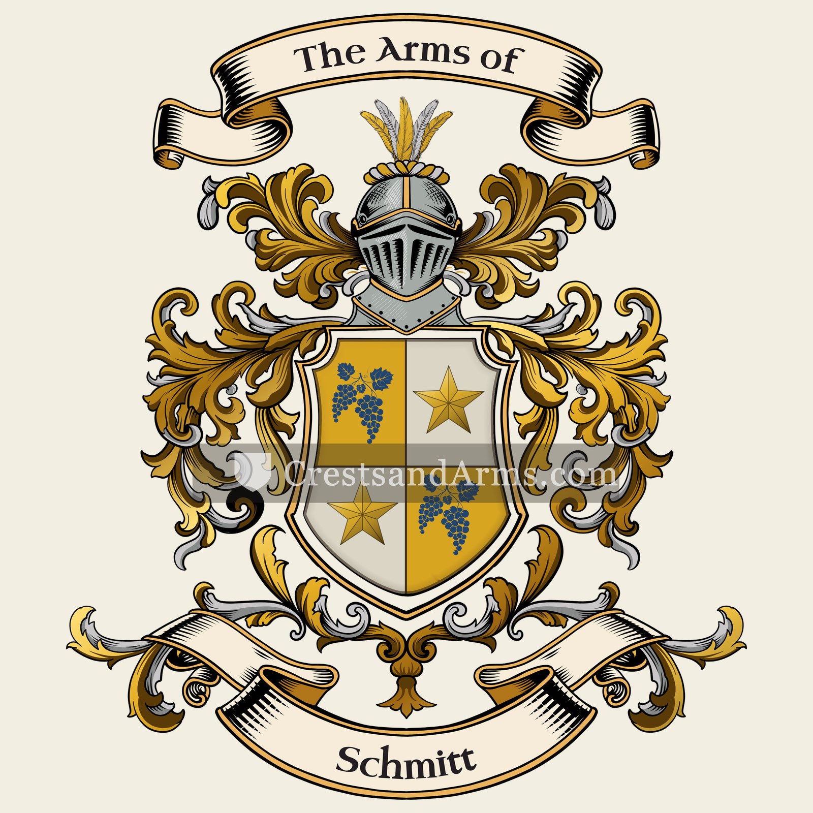 The Schmitt coat of arms, drawn from the recorded blazon