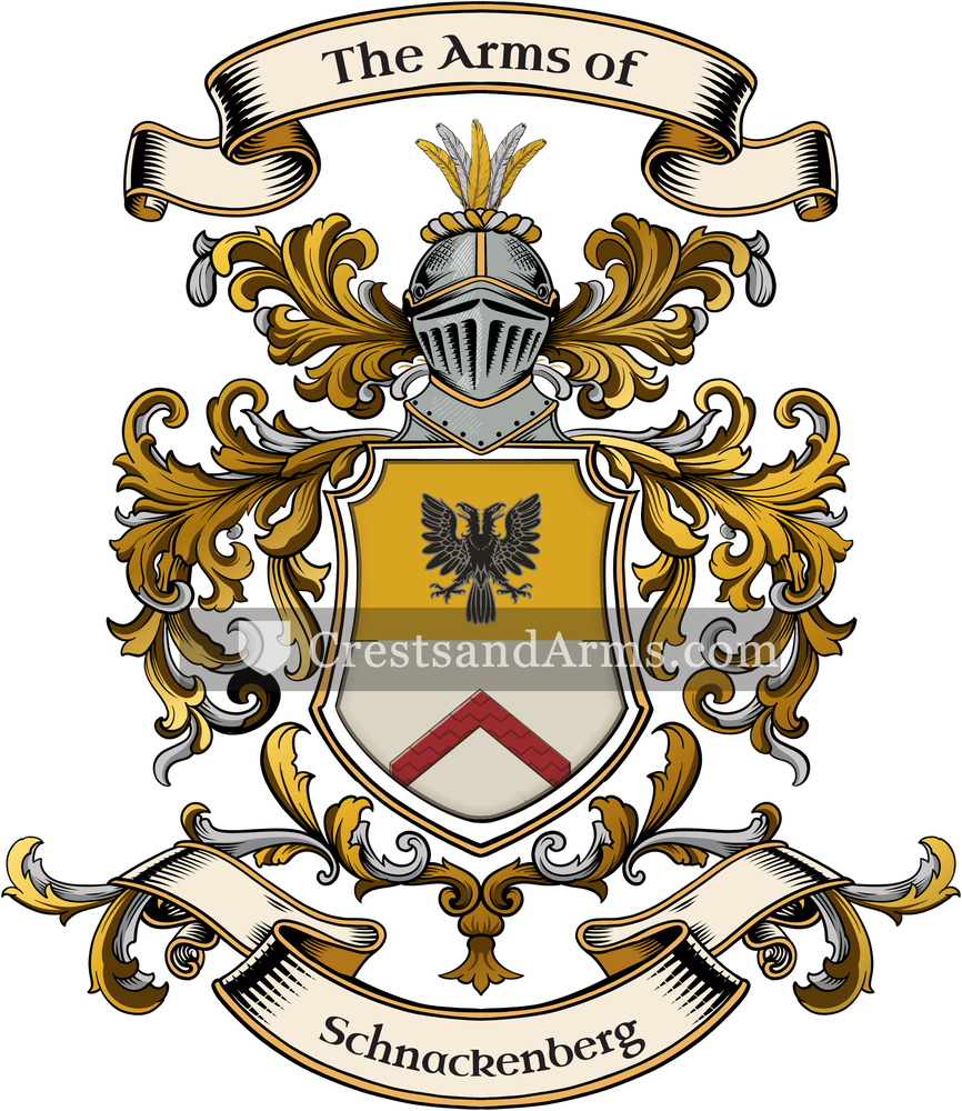 The Schnackenberg coat of arms, drawn from the recorded blazon