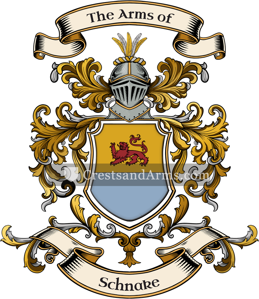 The Schnake coat of arms, drawn from the recorded blazon