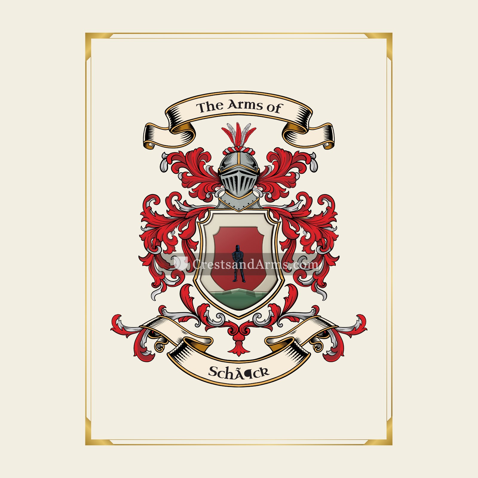 With gold border