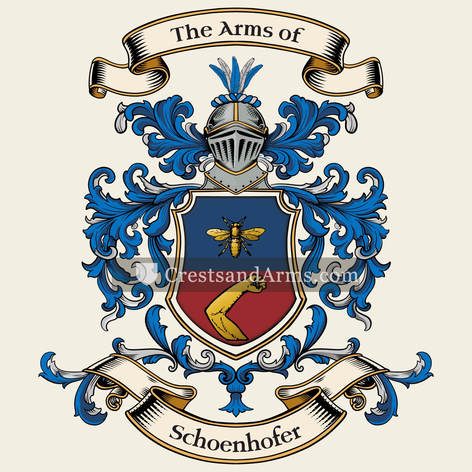 The Schoenhofer coat of arms, drawn from the recorded blazon