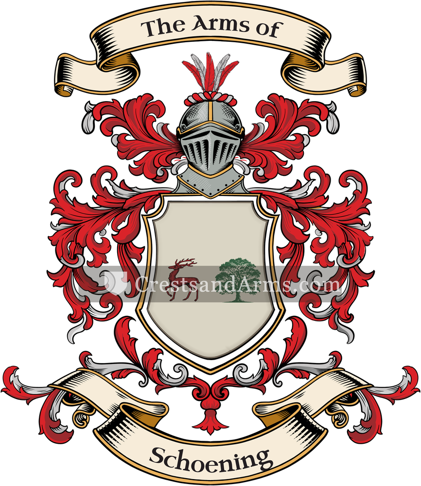 The Schoening coat of arms, drawn from the recorded blazon