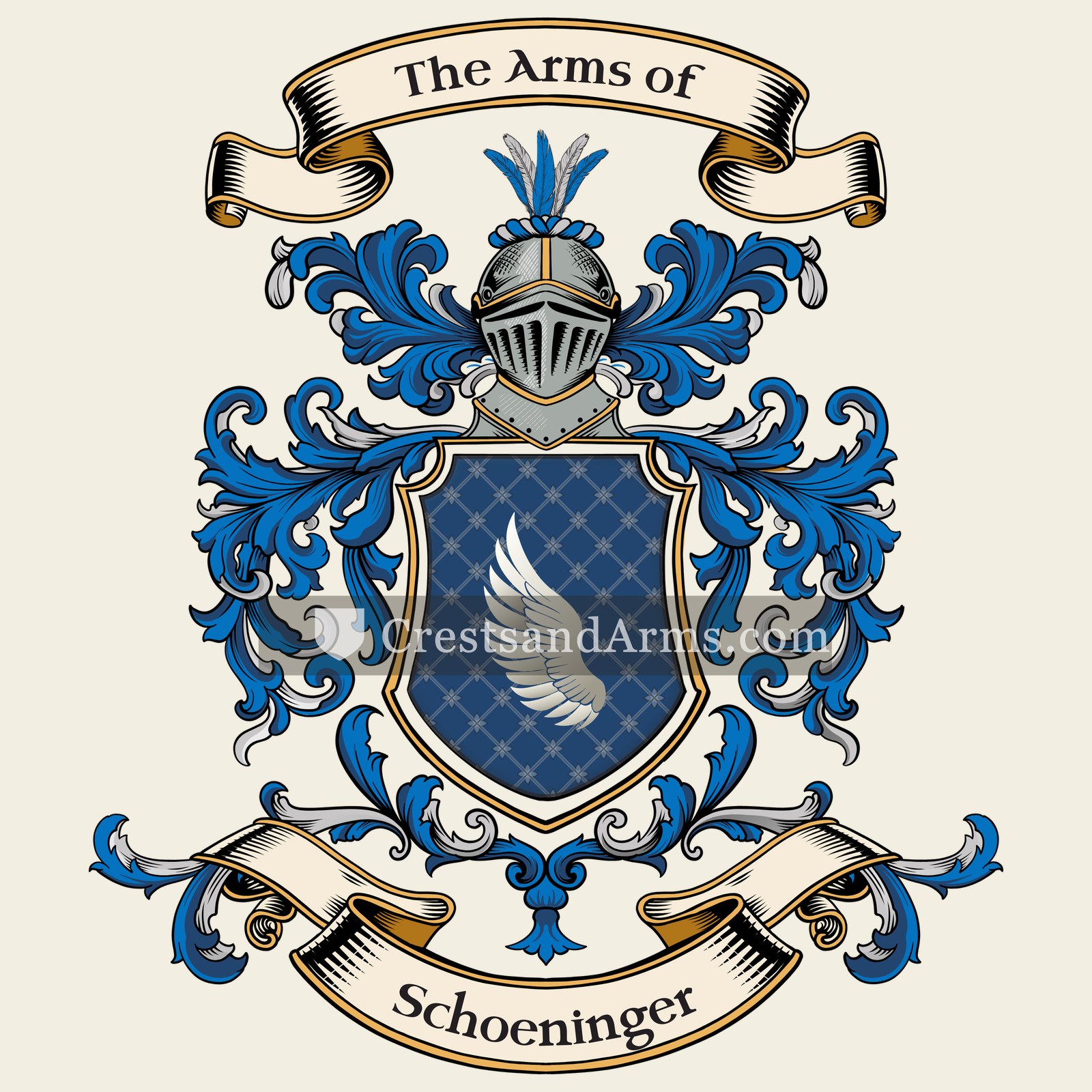 The Schoeninger coat of arms, drawn from the recorded blazon