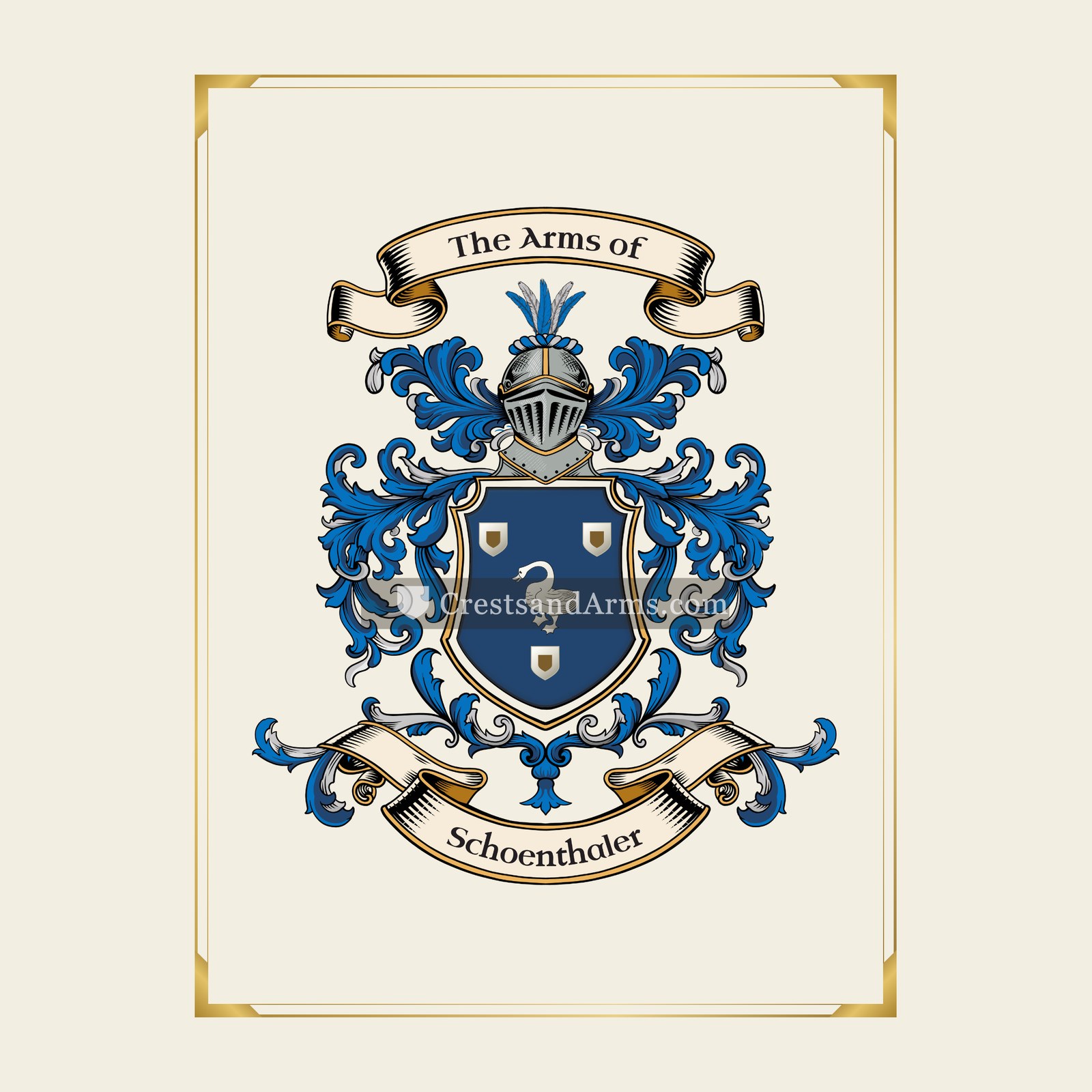With gold border