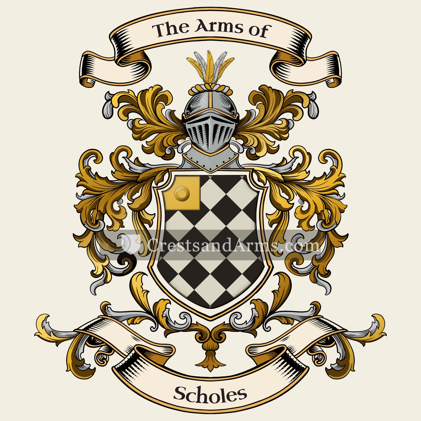 The Scholes coat of arms, drawn from the recorded blazon