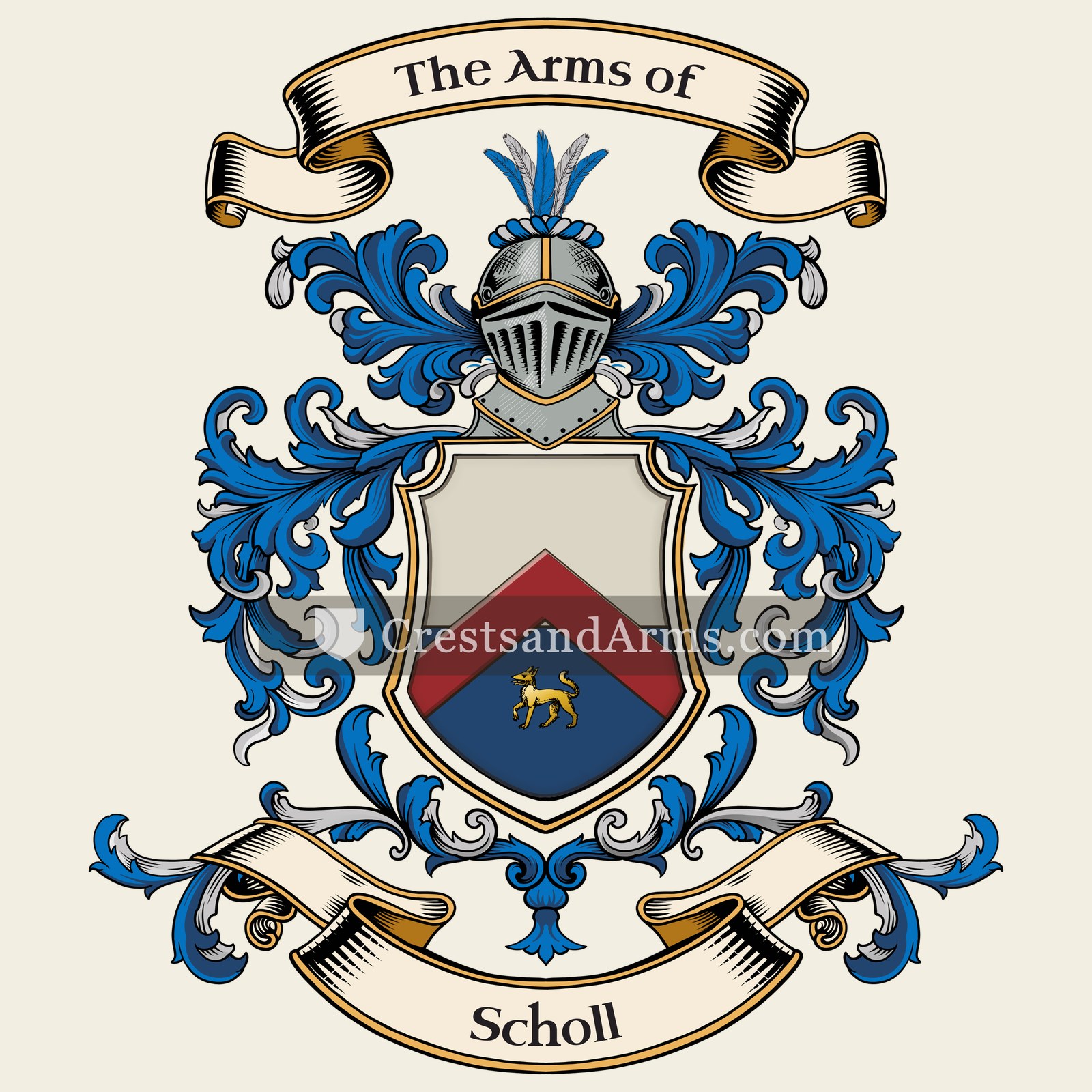The Scholl coat of arms, drawn from the recorded blazon