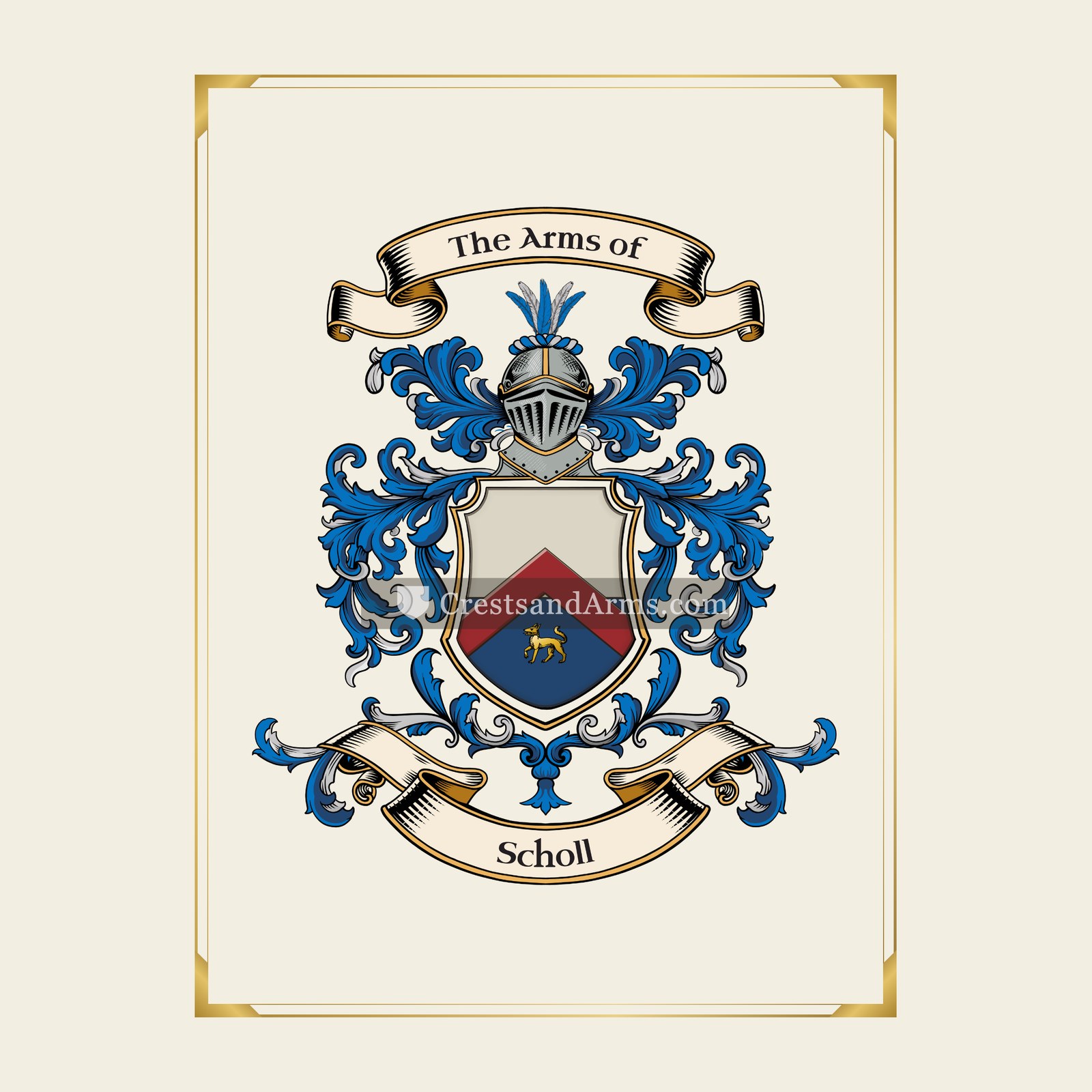 With gold border
